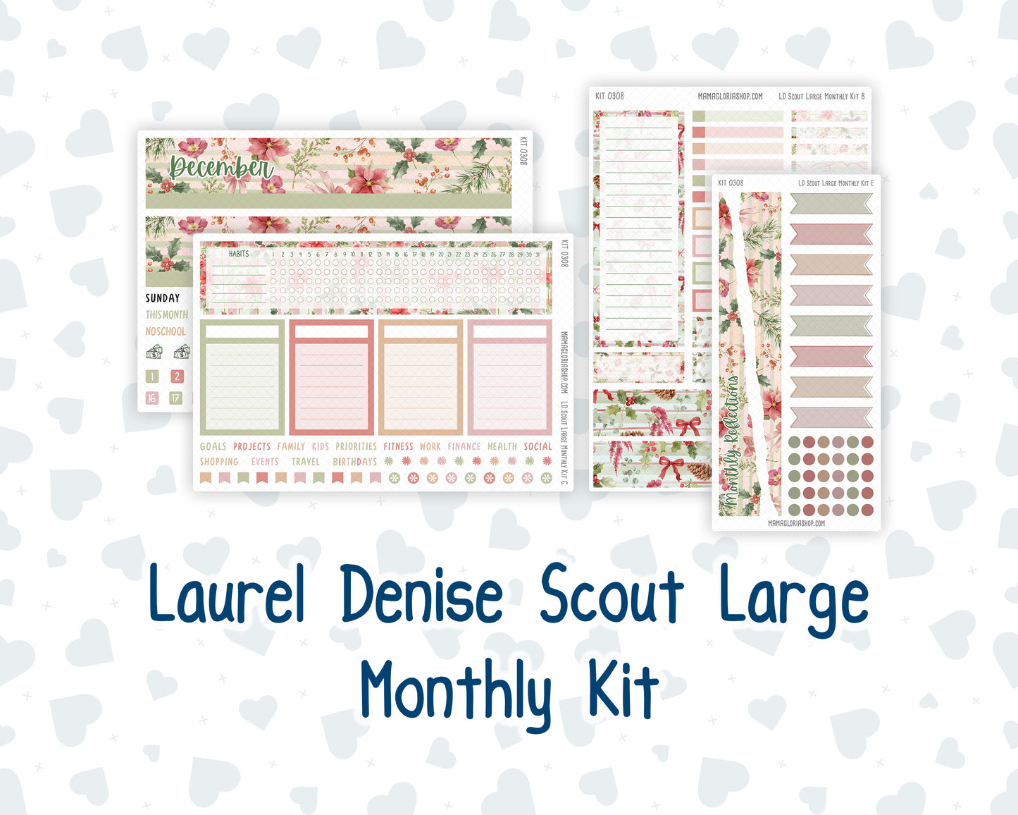Kit 0308 - Laurel Denise The Scout Planner Large - Monthly Kit - December - Knit & Holly