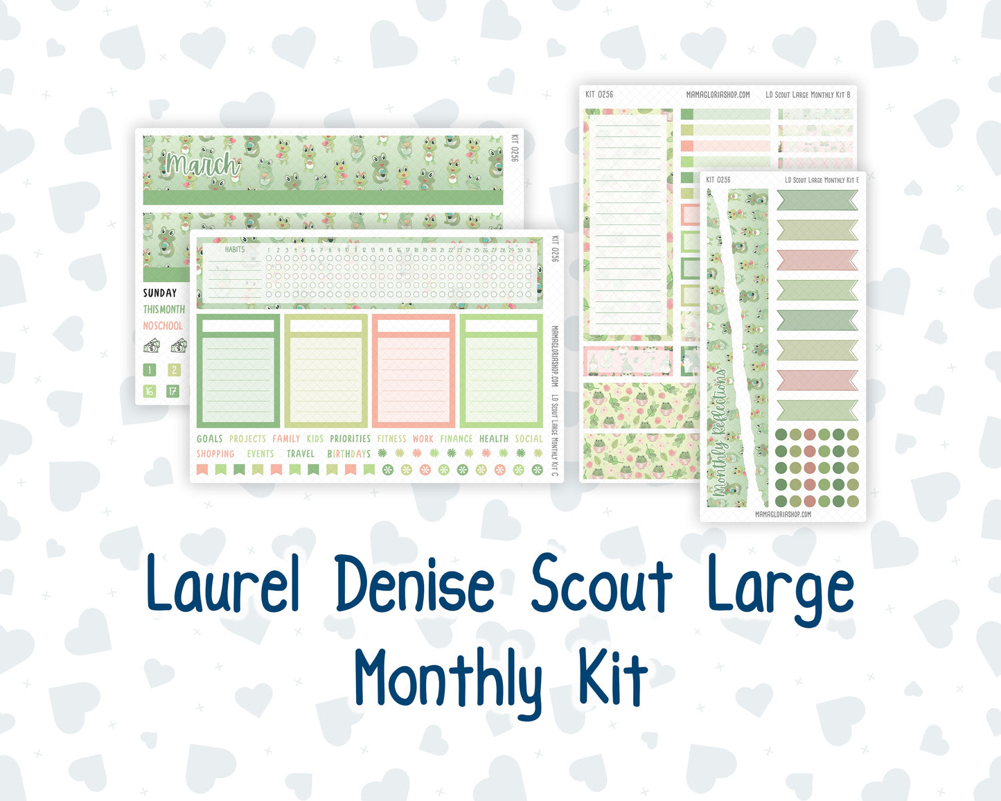 Kit 0256 - Laurel Denise The Scout Planner Large - Monthly Kit - March - Froggy Luck