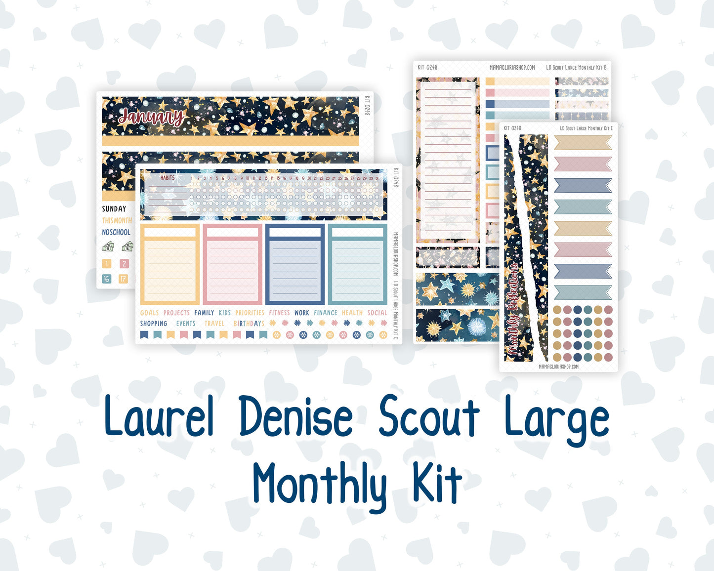 Kit 0248 - Laurel Denise The Scout Planner Large - Monthly Kit - January - Midnight Countdown