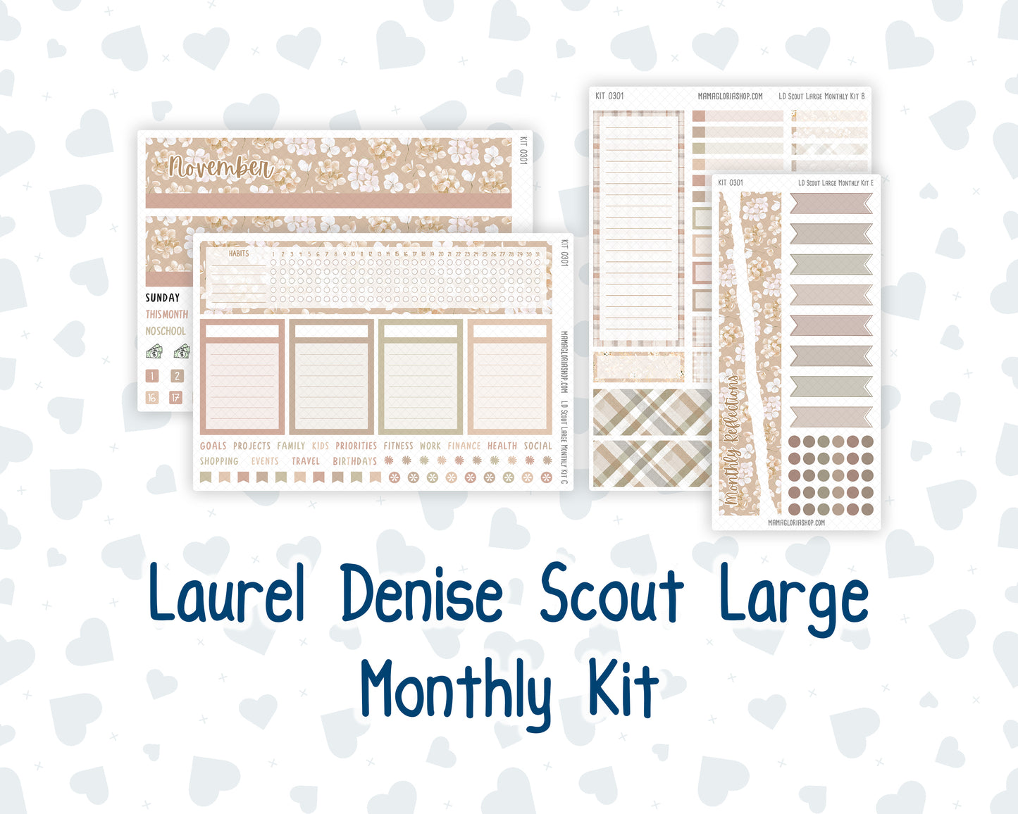 Kit 0301 - Laurel Denise The Scout Planner Large - Monthly Kit - November - Sunday Comfort