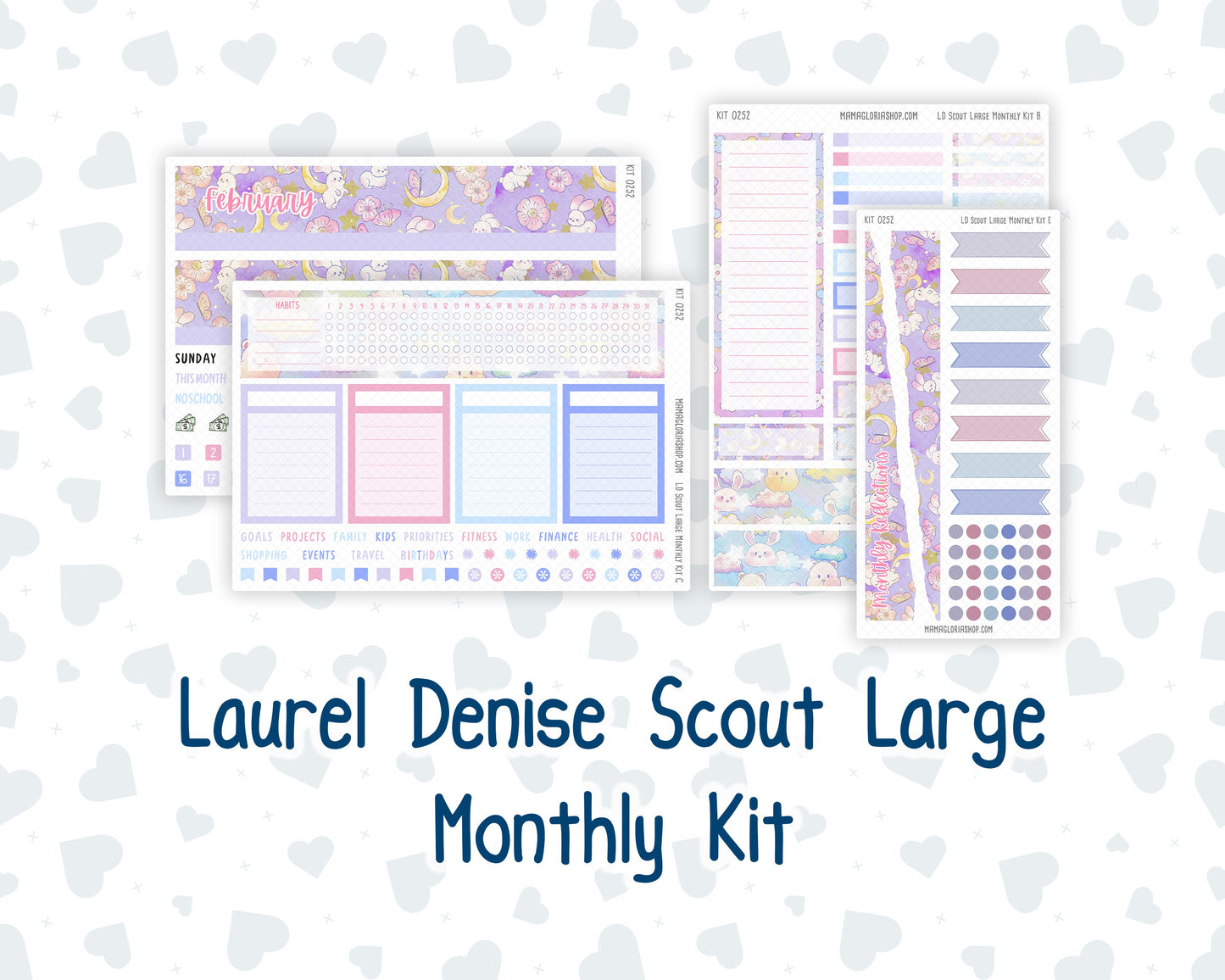 Kit 0252 - Laurel Denise The Scout Planner Large - Monthly Kit - February - Tokyo Candy Cloud