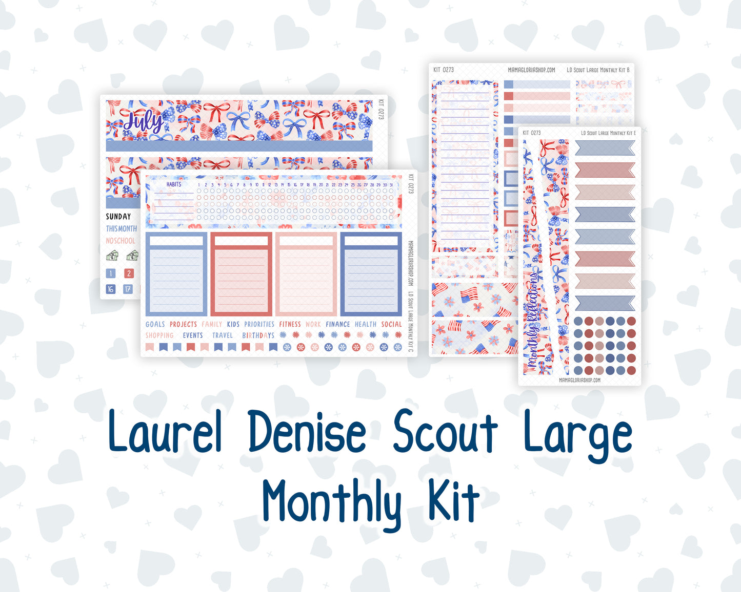 Kit 0273 - Laurel Denise The Scout Planner Large - Monthly Kit - July - Americana In Bloom