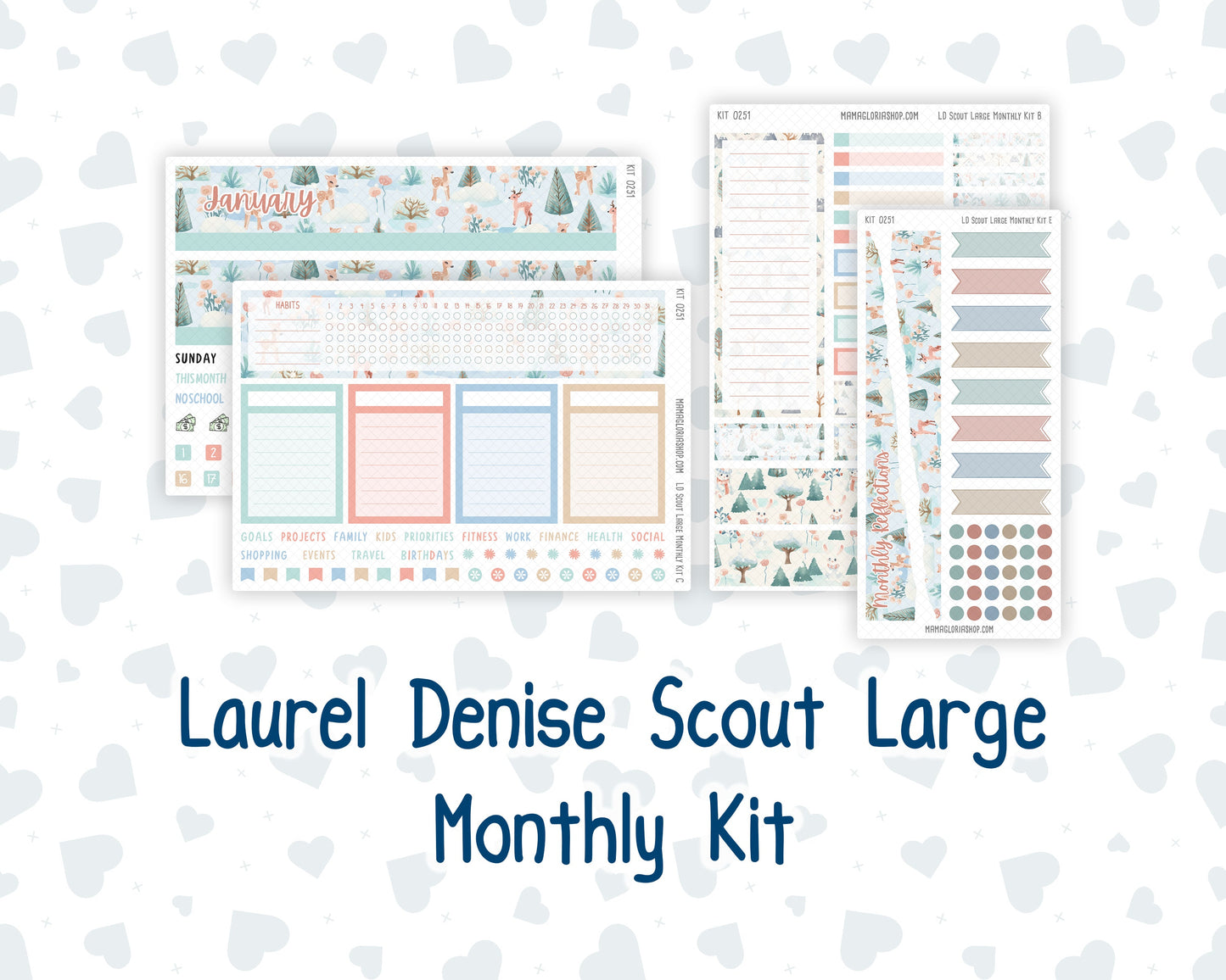 Kit 0251 - Laurel Denise The Scout Planner Large - Monthly Kit - January - Pine & Paws