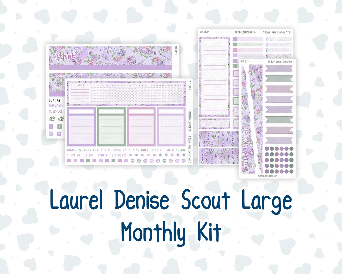 Kit 0263 - Laurel Denise The Scout Planner Large - Monthly Kit - April - Lavender Drift