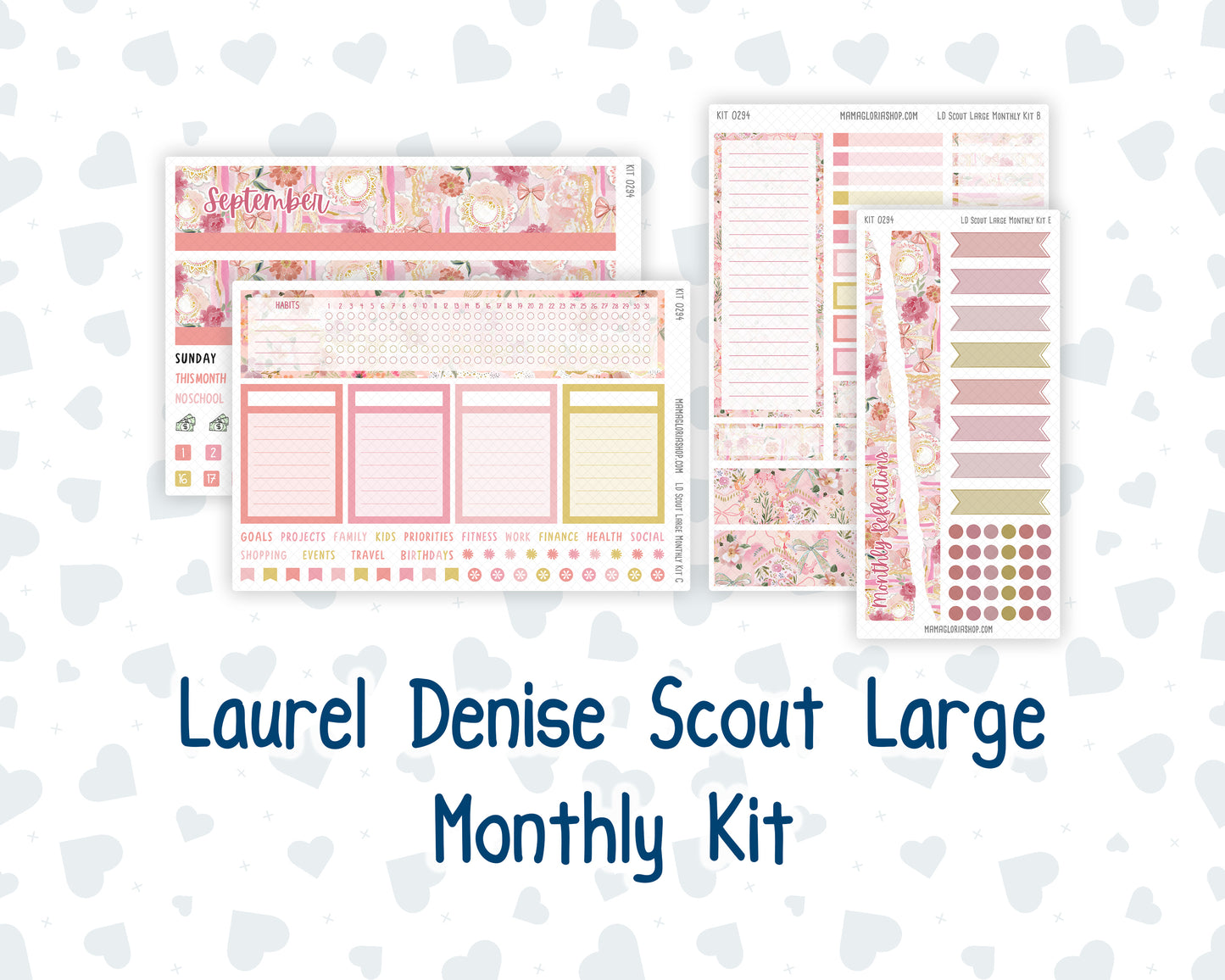 Kit 0294 - Laurel Denise The Scout Planner Large - Monthly Kit - September - Rosy Reveria