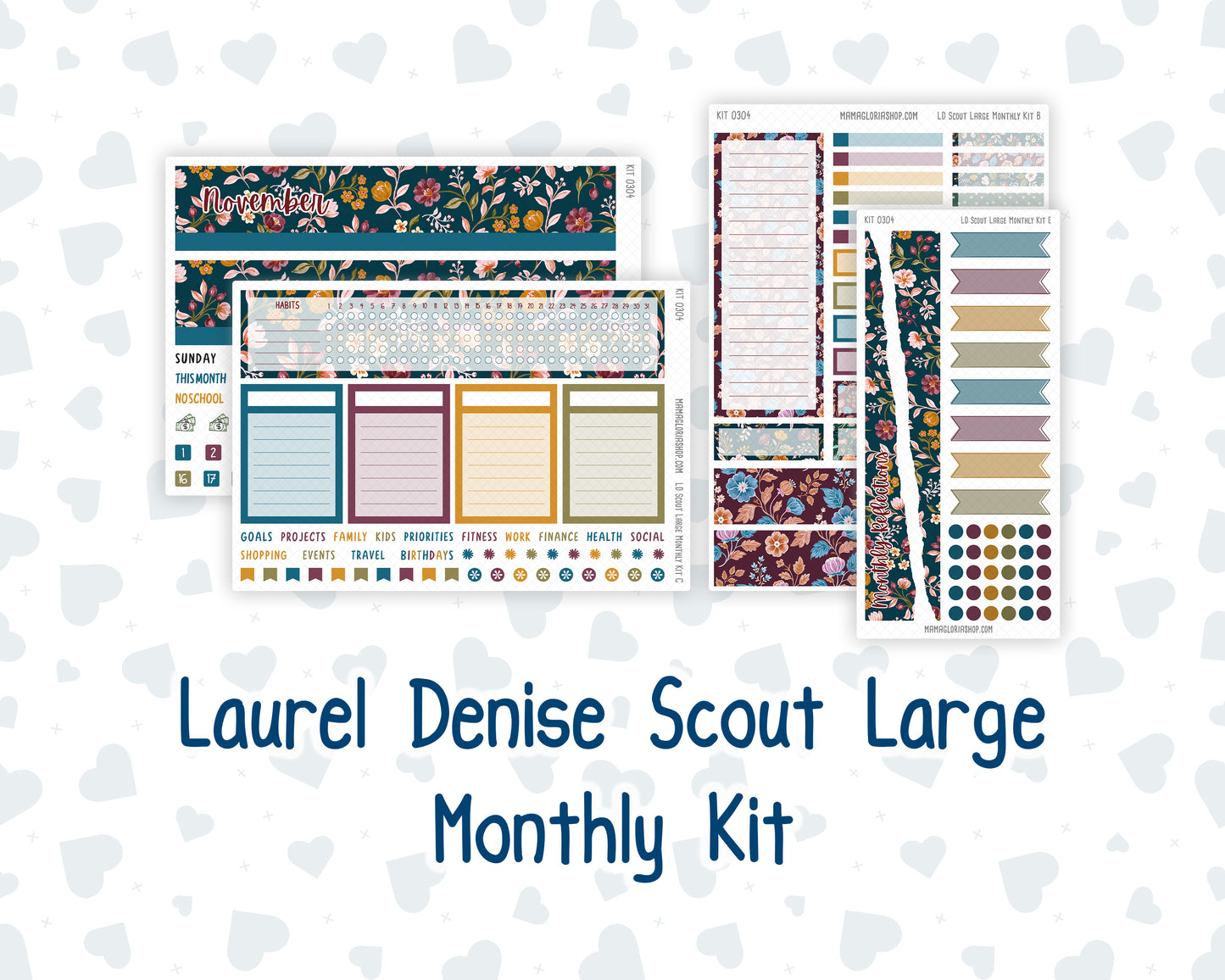 Kit 0304 - Laurel Denise The Scout Planner Large - Monthly Kit - November - Autumn In Bloom