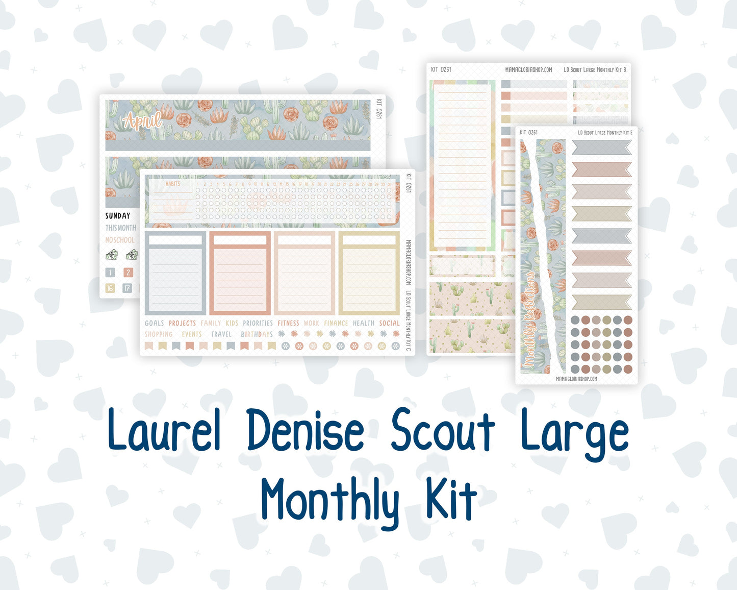 Kit 0261 - Laurel Denise The Scout Planner Large - Monthly Kit - April - Llama Spring