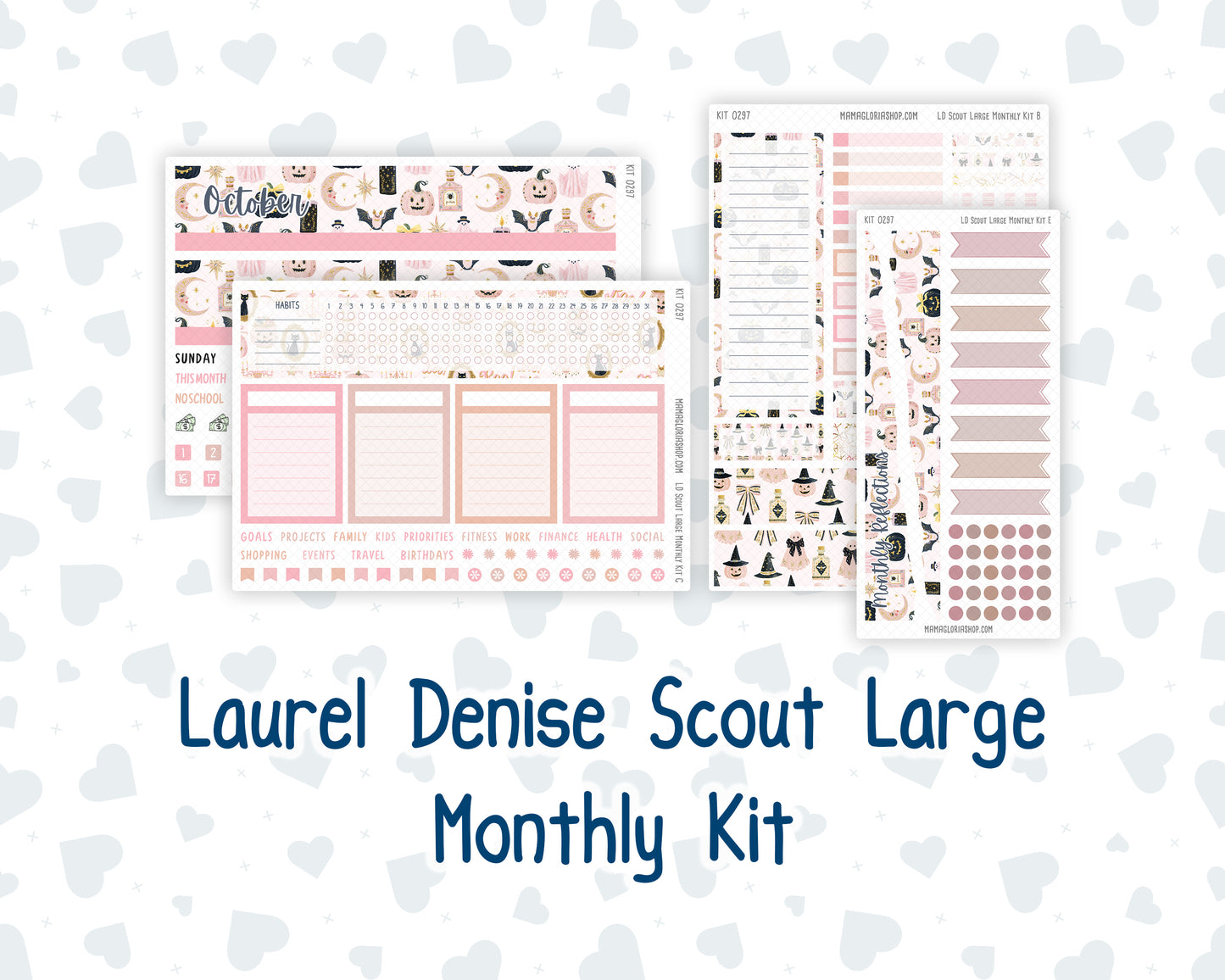 Kit 0297 - Laurel Denise The Scout Planner Large - Monthly Kit - October - Pink Spell
