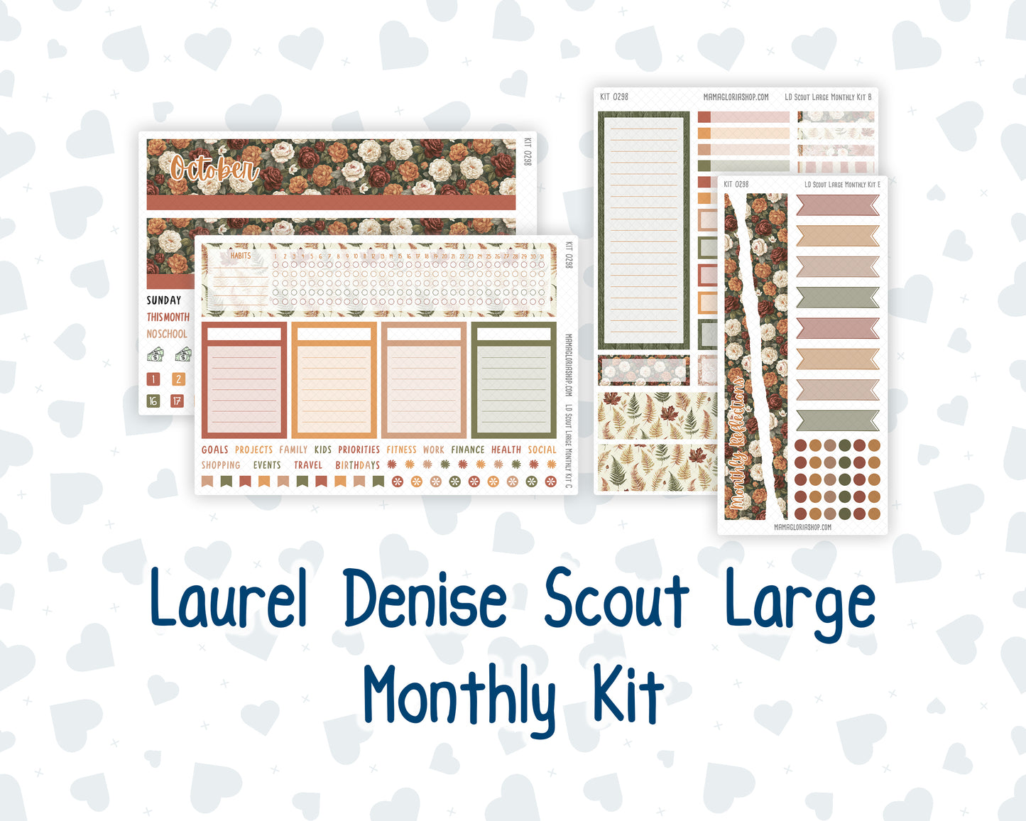 Kit 0298 - Laurel Denise The Scout Planner Large - Monthly Kit - October - Velvet Bloom