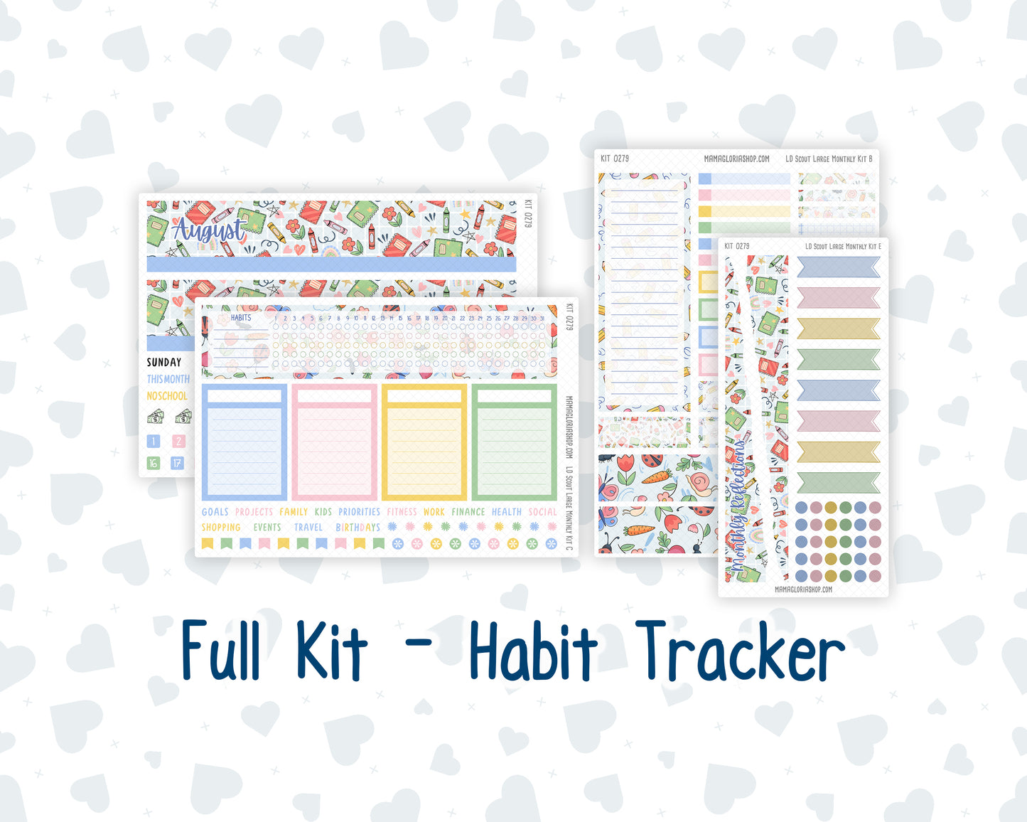 Kit 0279 - Laurel Denise The Scout Planner Large - Monthly Kit - August - Not Ready For School