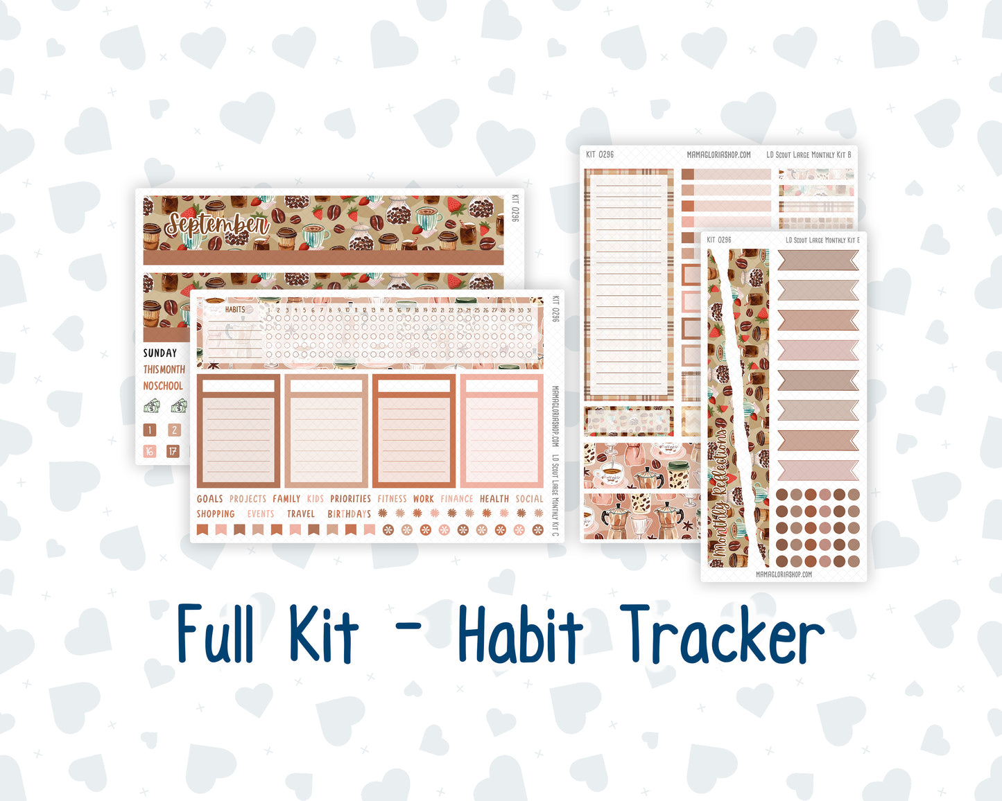 Kit 0296 - Laurel Denise The Scout Planner Large - Monthly Kit - September - Coffee Break