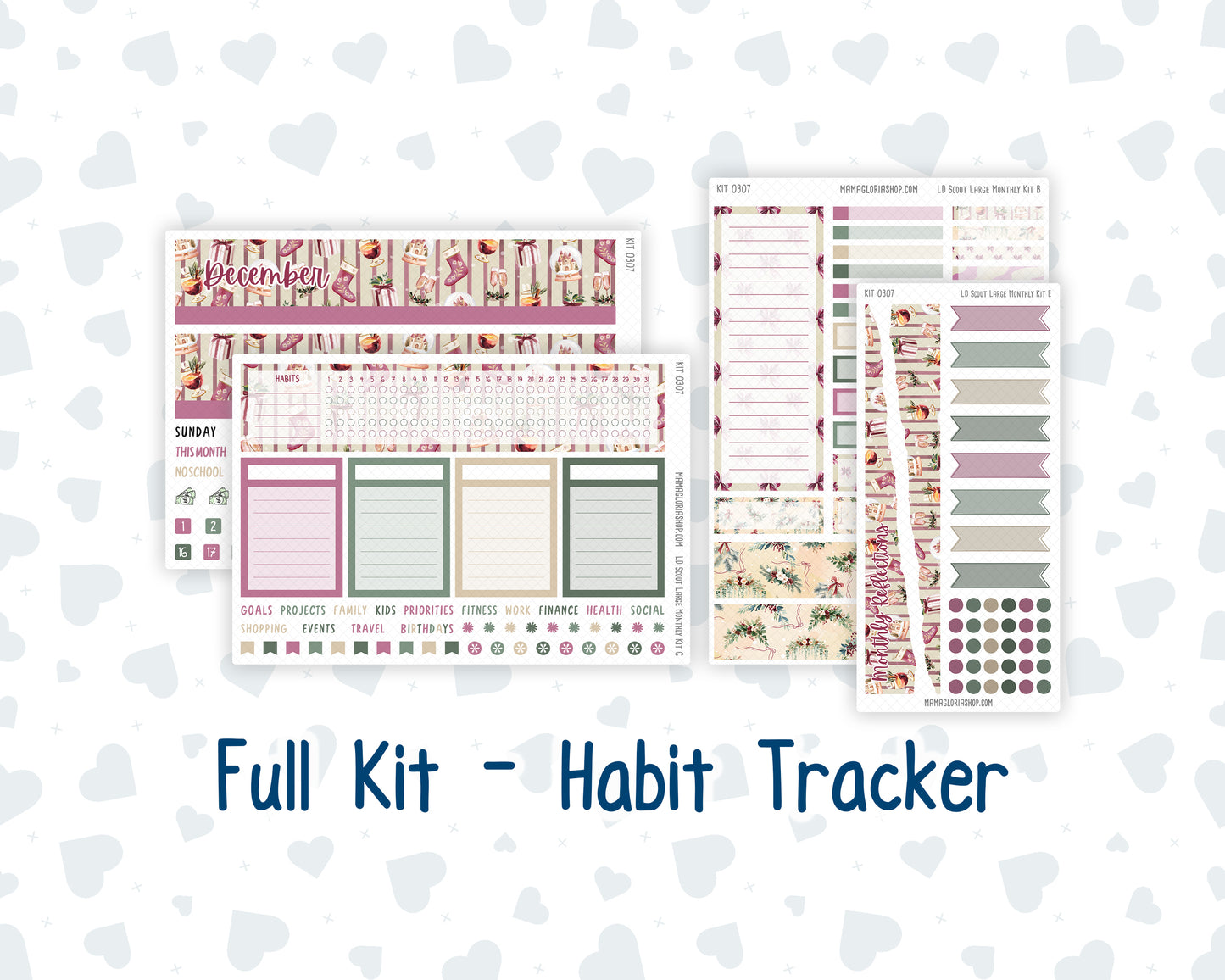 Kit 0307 - Laurel Denise The Scout Planner Large - Monthly Kit - December - Velvet Hearth