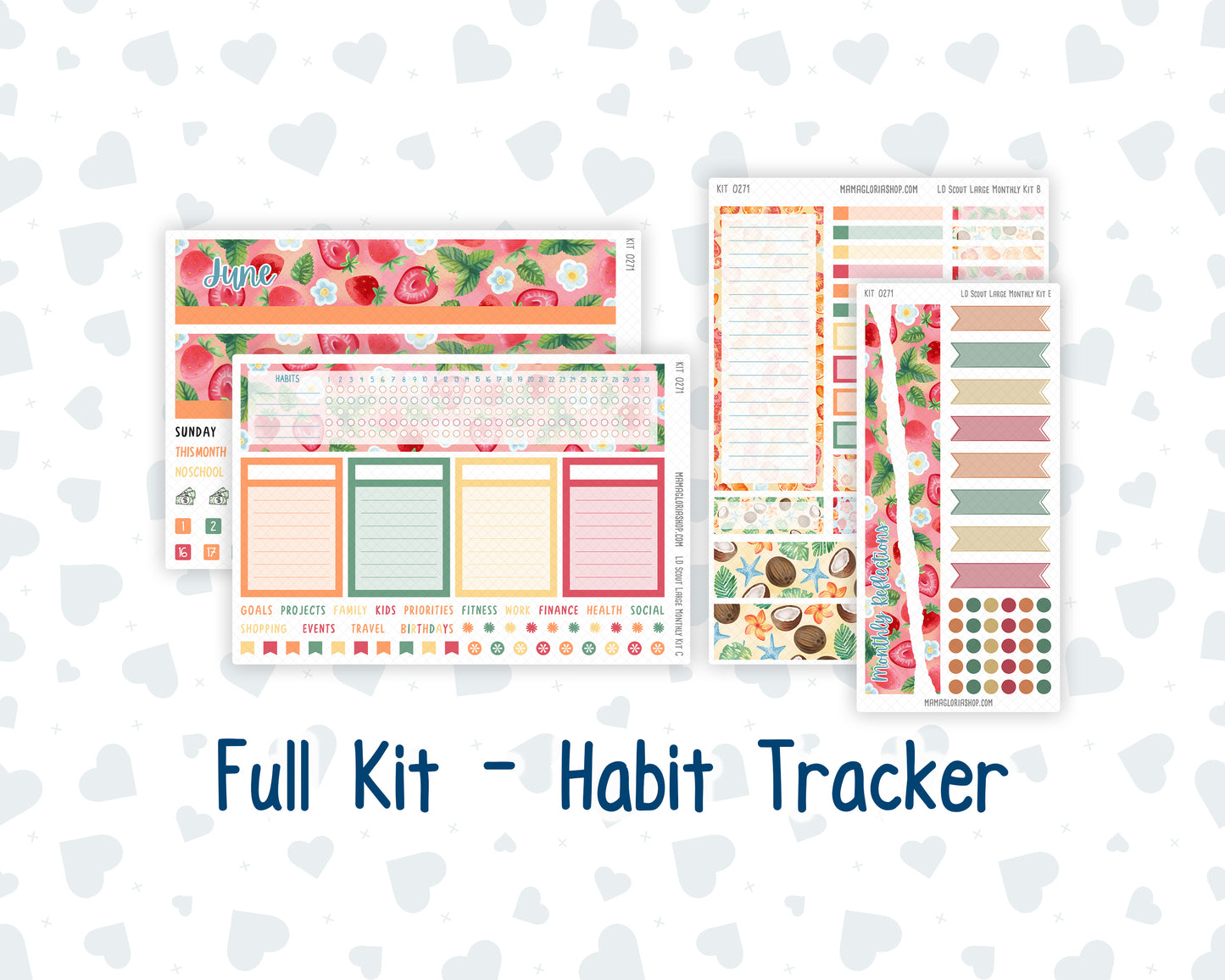 Kit 0271 - Laurel Denise The Scout Planner Large - Monthly Kit - June - Strawberry Shore