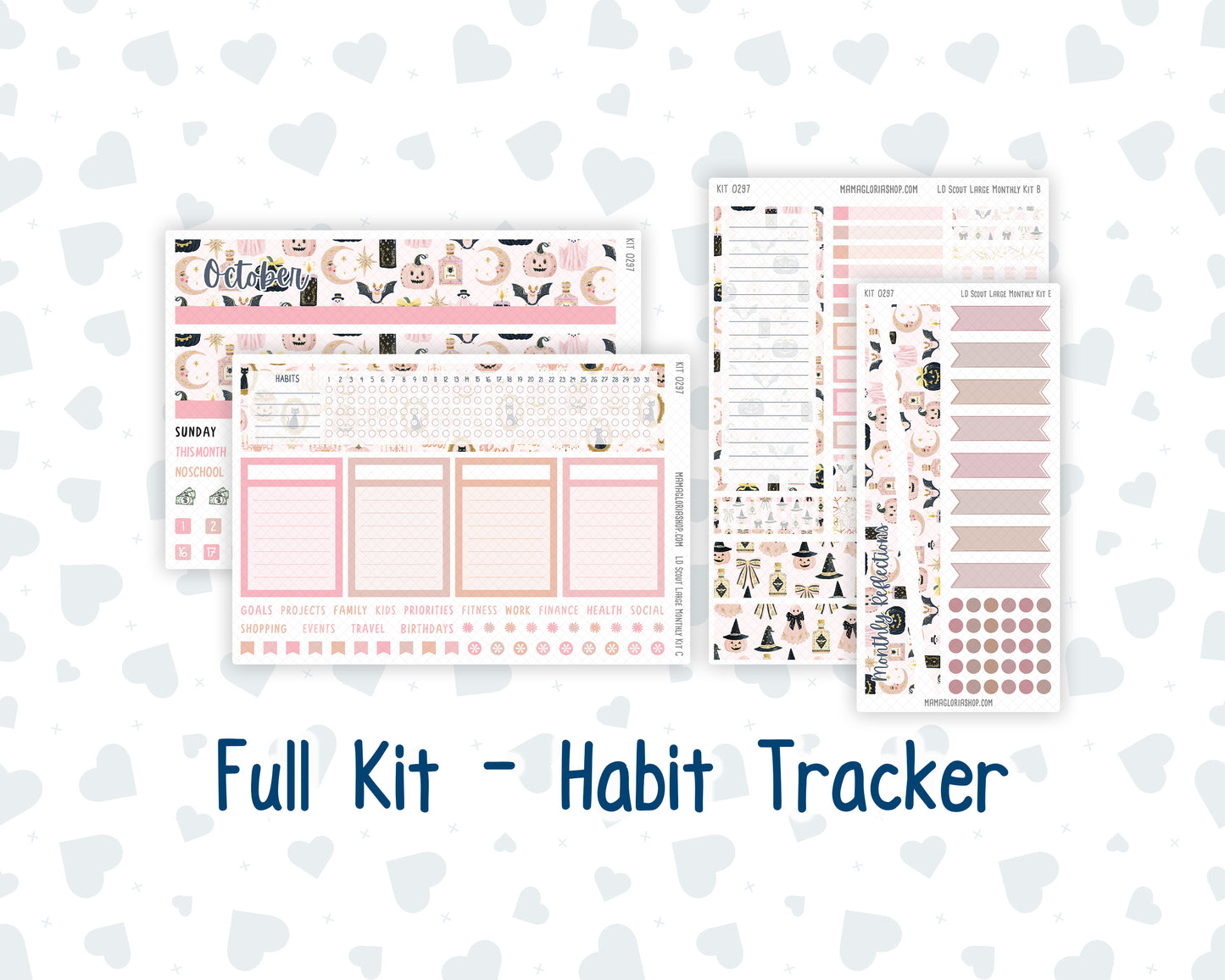 Kit 0297 - Laurel Denise The Scout Planner Large - Monthly Kit - October - Pink Spell
