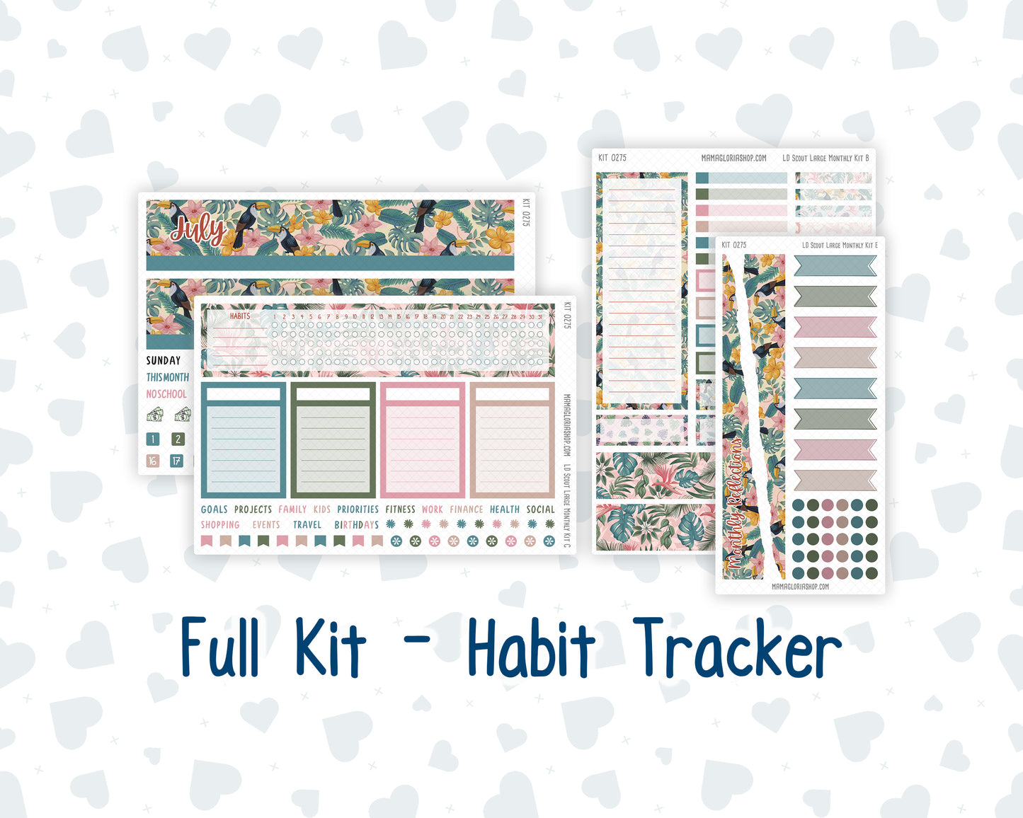 Kit 0275 - Laurel Denise The Scout Planner Large - Monthly Kit - July - Tropical Safari Blush