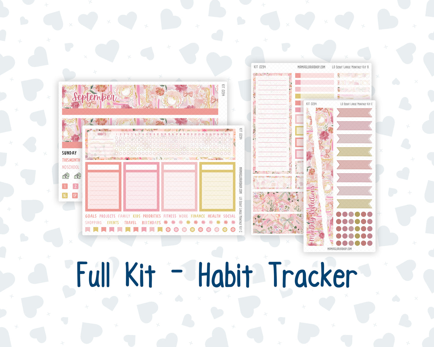 Kit 0294 - Laurel Denise The Scout Planner Large - Monthly Kit - September - Rosy Reveria