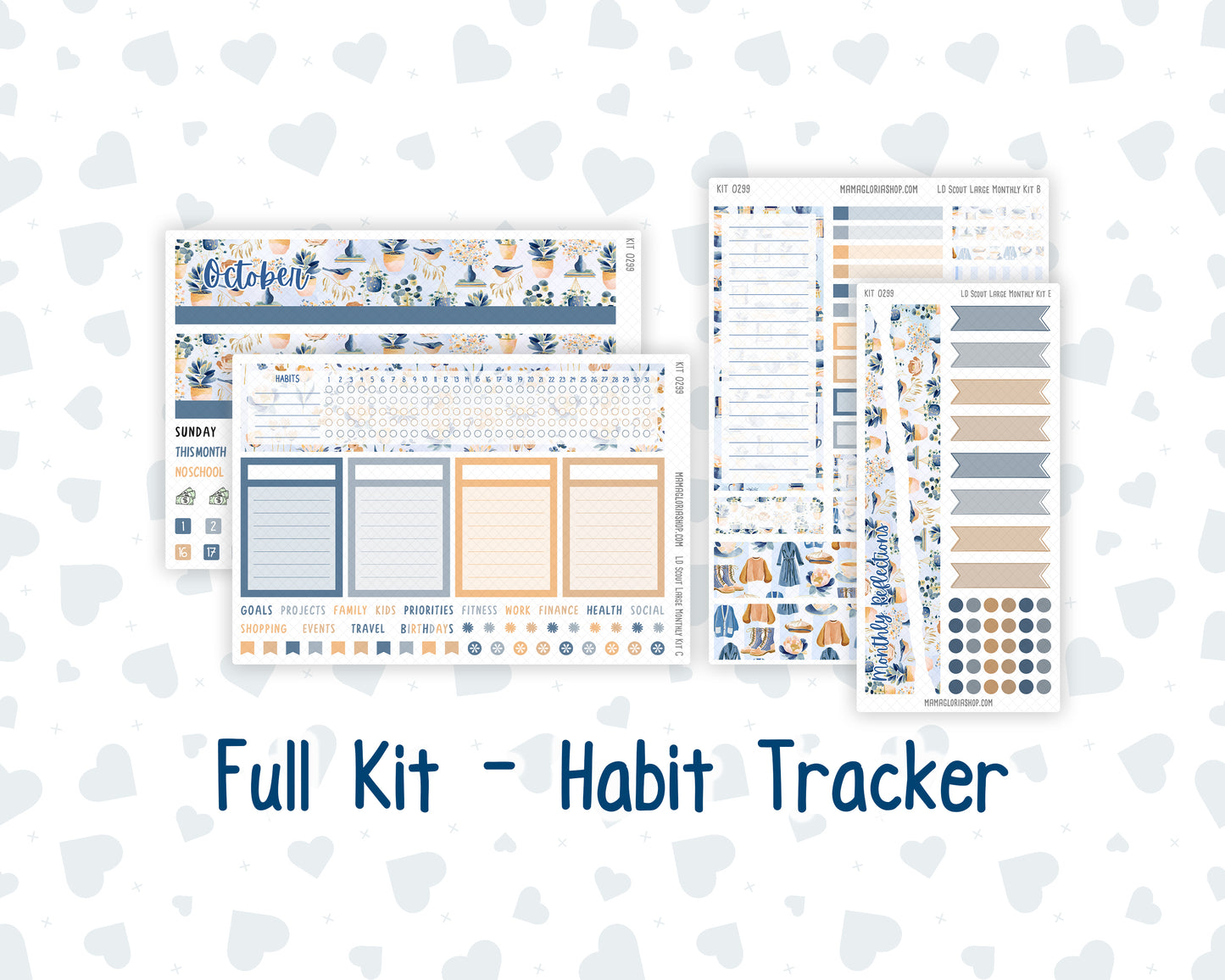 Kit 0299 - Laurel Denise The Scout Planner Large - Monthly Kit - October - Book Nook