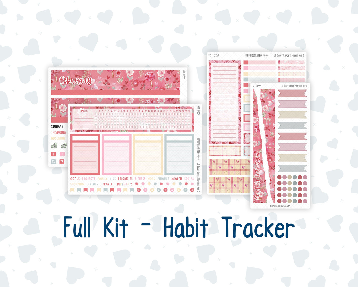 Kit 0254 - Laurel Denise The Scout Planner Large - Monthly Kit - February - Valentine Village
