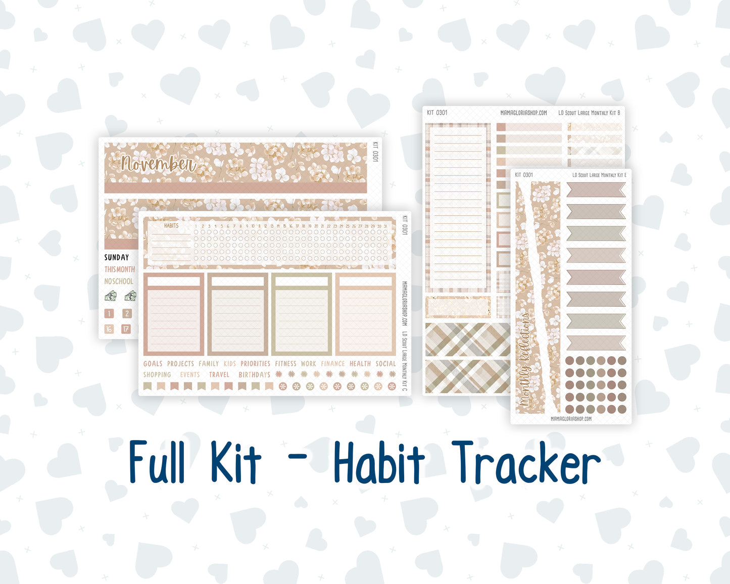 Kit 0301 - Laurel Denise The Scout Planner Large - Monthly Kit - November - Sunday Comfort
