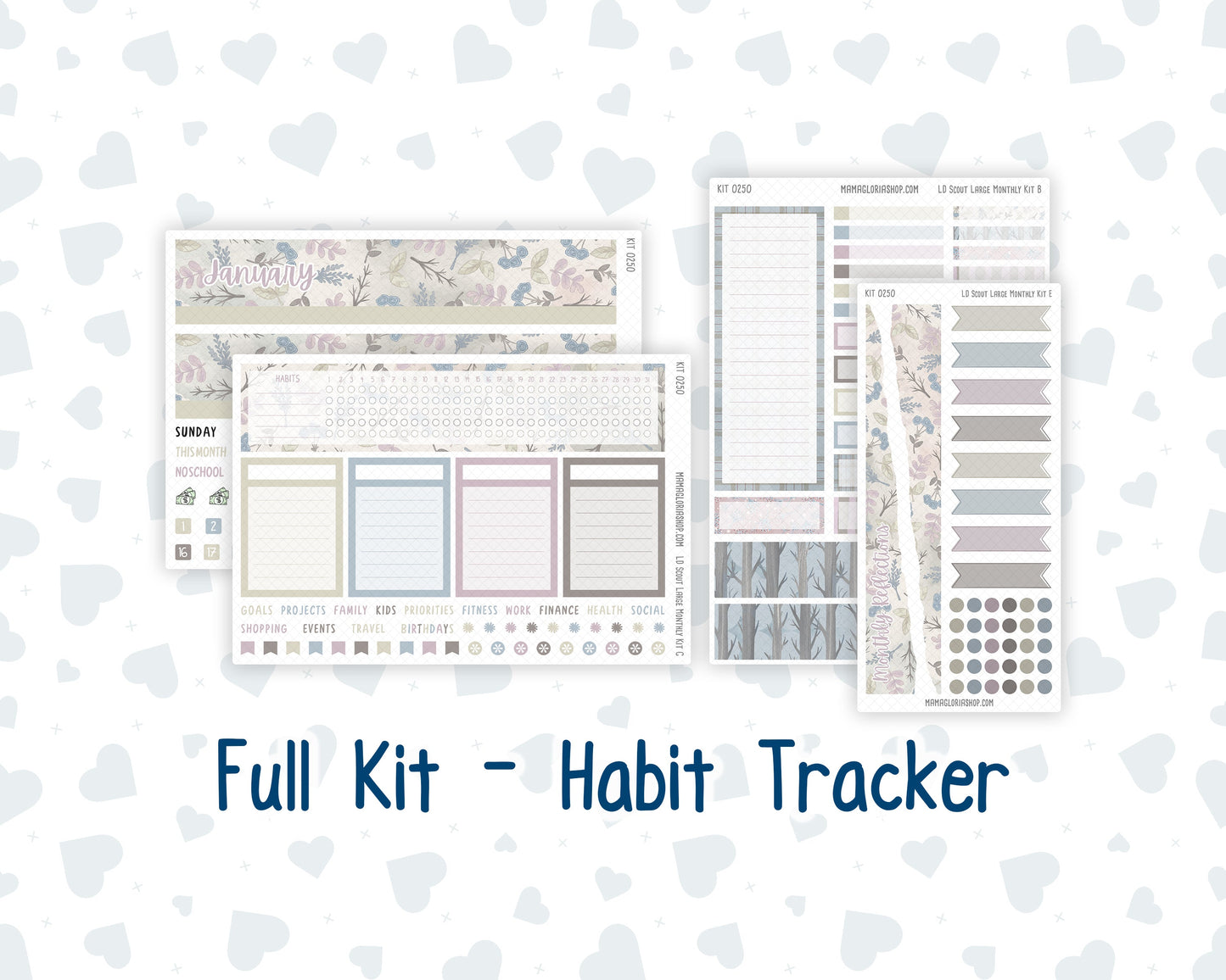 Kit 0250 - Laurel Denise The Scout Planner Large - Monthly Kit - Quiet January