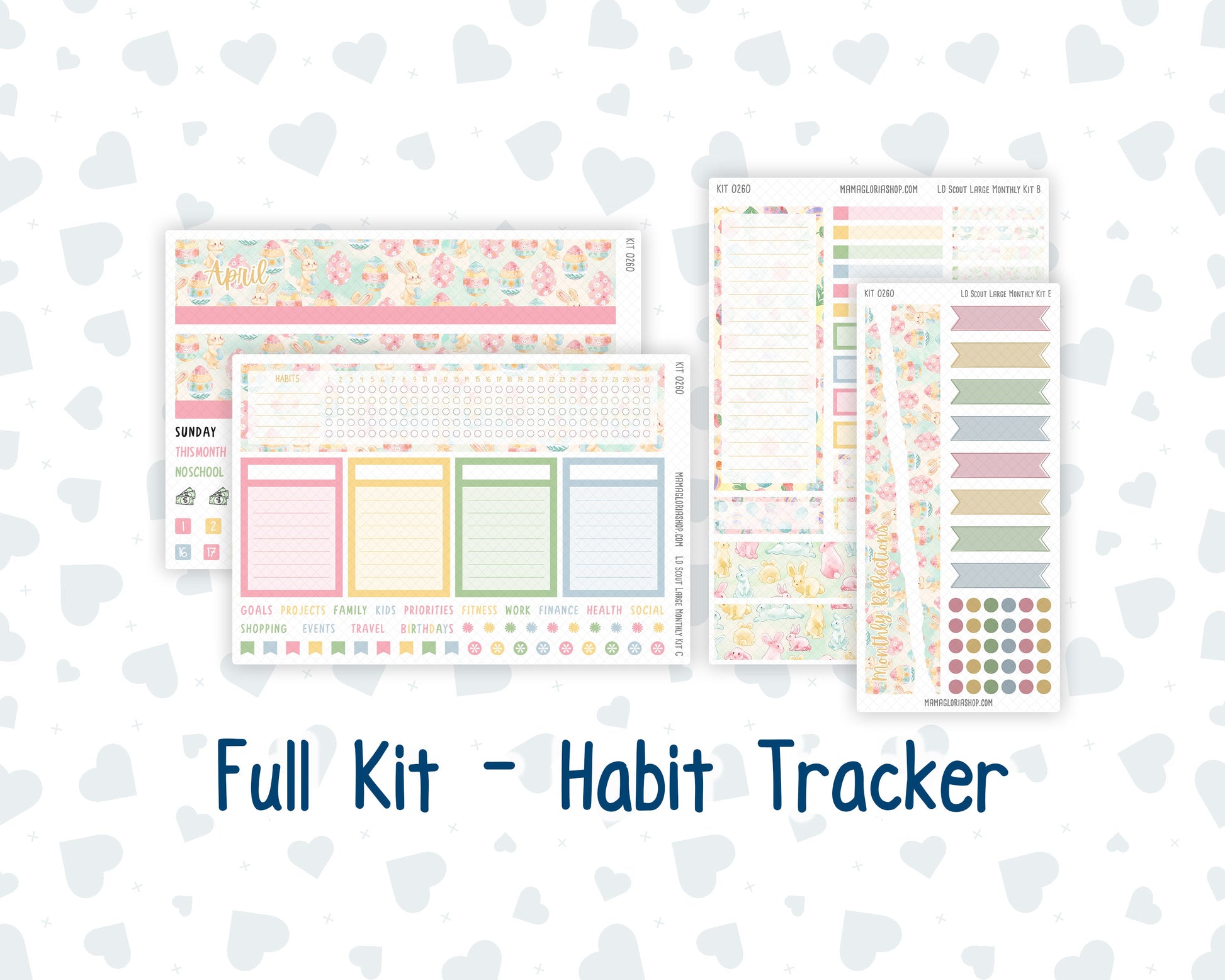 Kit 0260 - Laurel Denise The Scout Planner Large - Monthly Kit - April - Pastel Egg Hunt