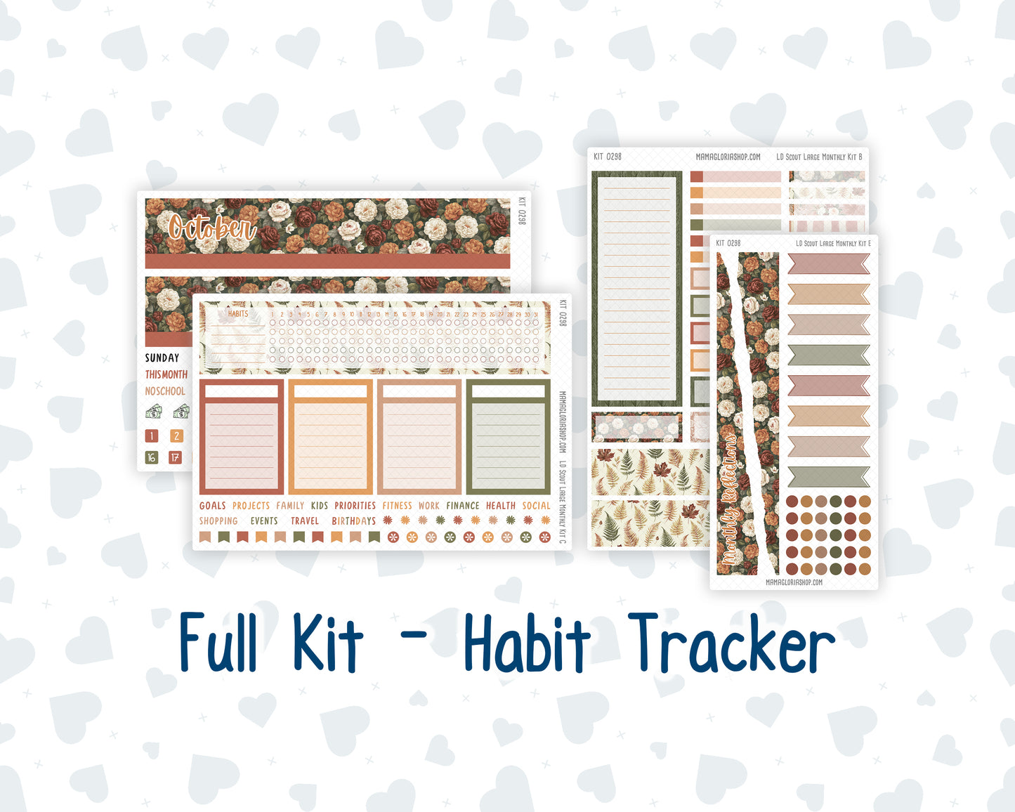 Kit 0298 - Laurel Denise The Scout Planner Large - Monthly Kit - October - Velvet Bloom