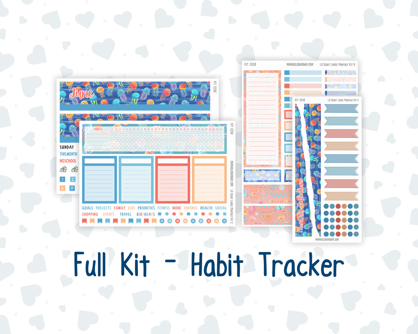 Kit 0268 - Laurel Denise The Scout Planner Large - Monthly Kit - June - Sea Sweeties