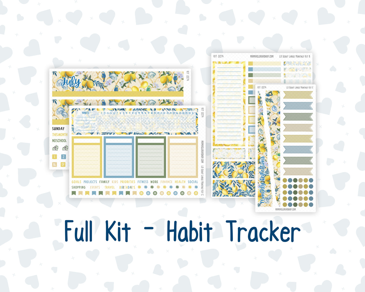 Kit 0274 - Laurel Denise The Scout Planner Large - Monthly Kit - July - Sunny Lemon Shore
