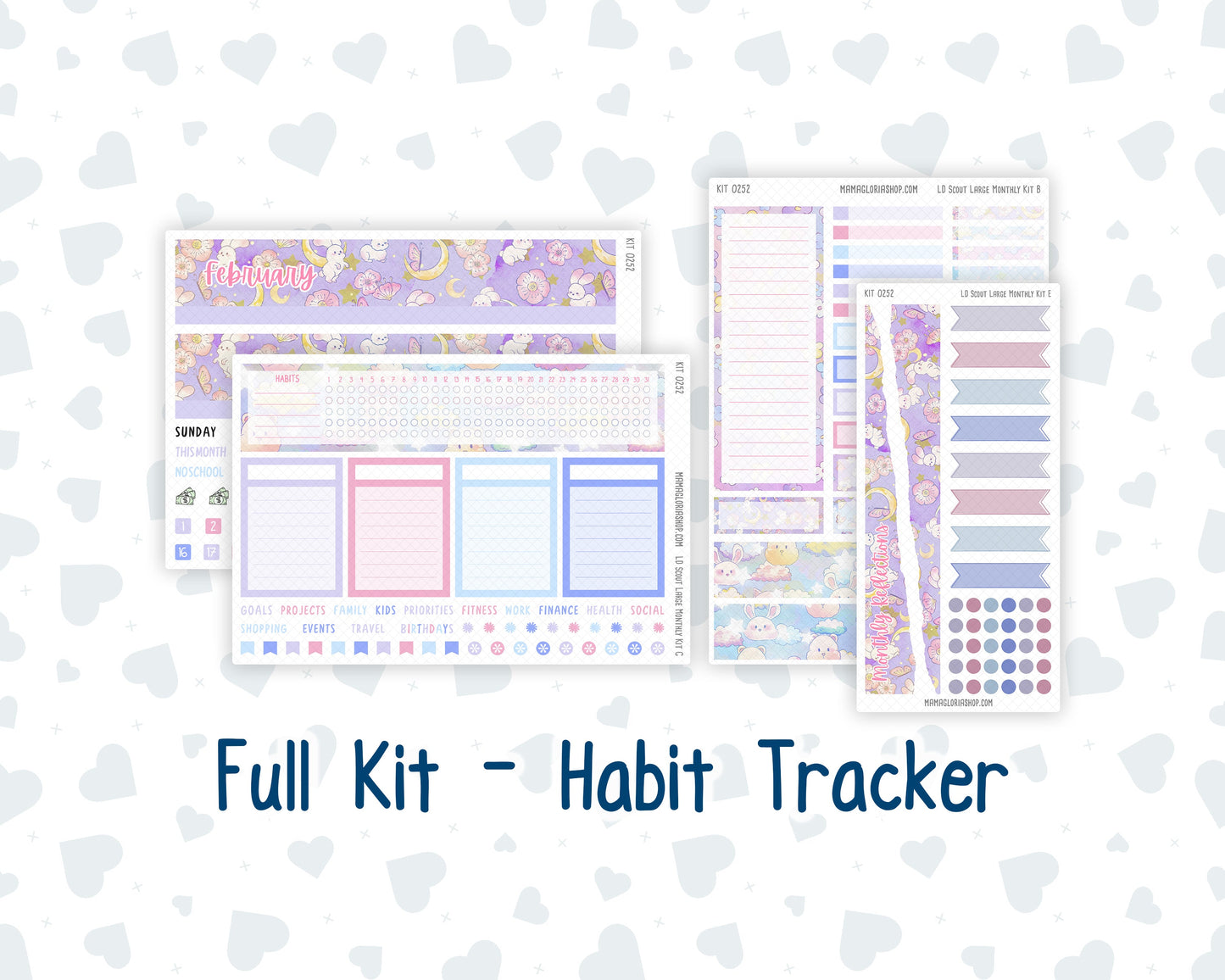 Kit 0252 - Laurel Denise The Scout Planner Large - Monthly Kit - February - Tokyo Candy Cloud