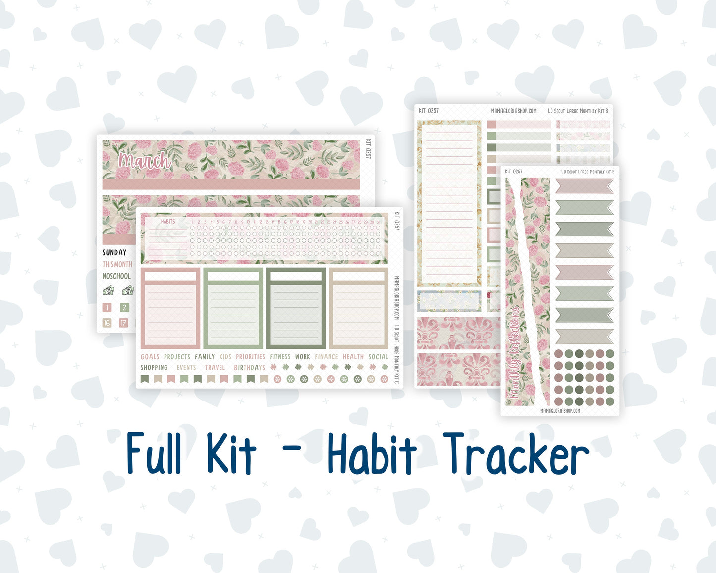 Kit 0257 - Laurel Denise The Scout Planner Large - Monthly Kit - March - Blush Garden