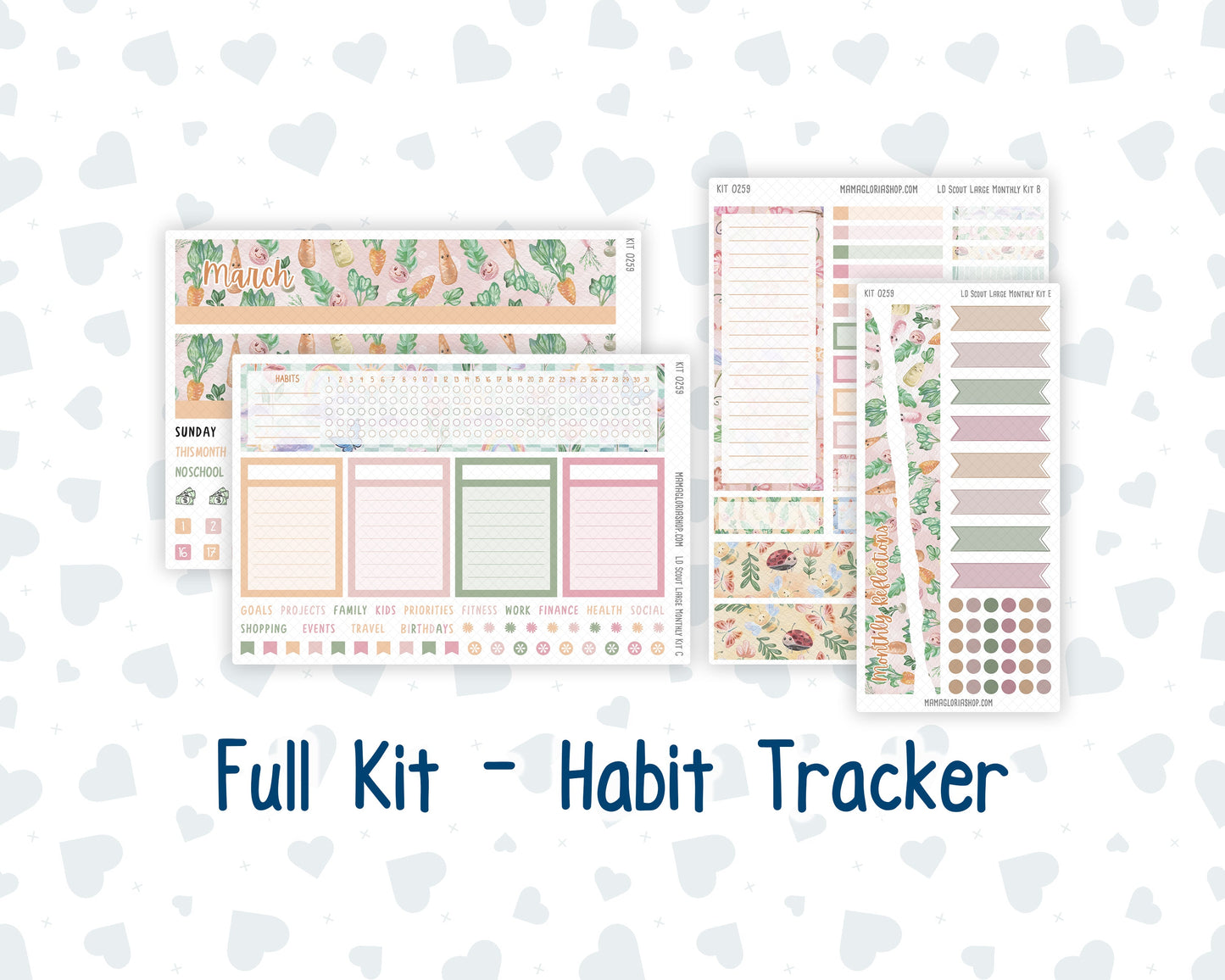 Kit 0259 - Laurel Denise The Scout Planner Large - Monthly Kit - March - Spring Garden Chores