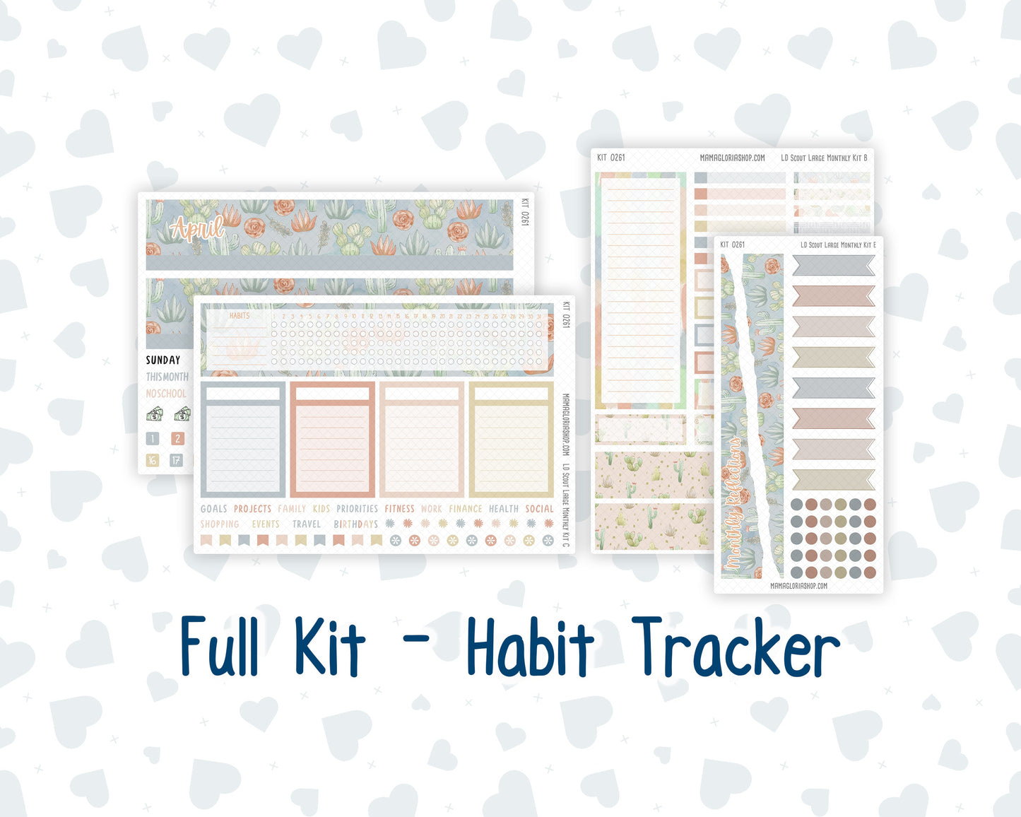 Kit 0261 - Laurel Denise The Scout Planner Large - Monthly Kit - April - Llama Spring
