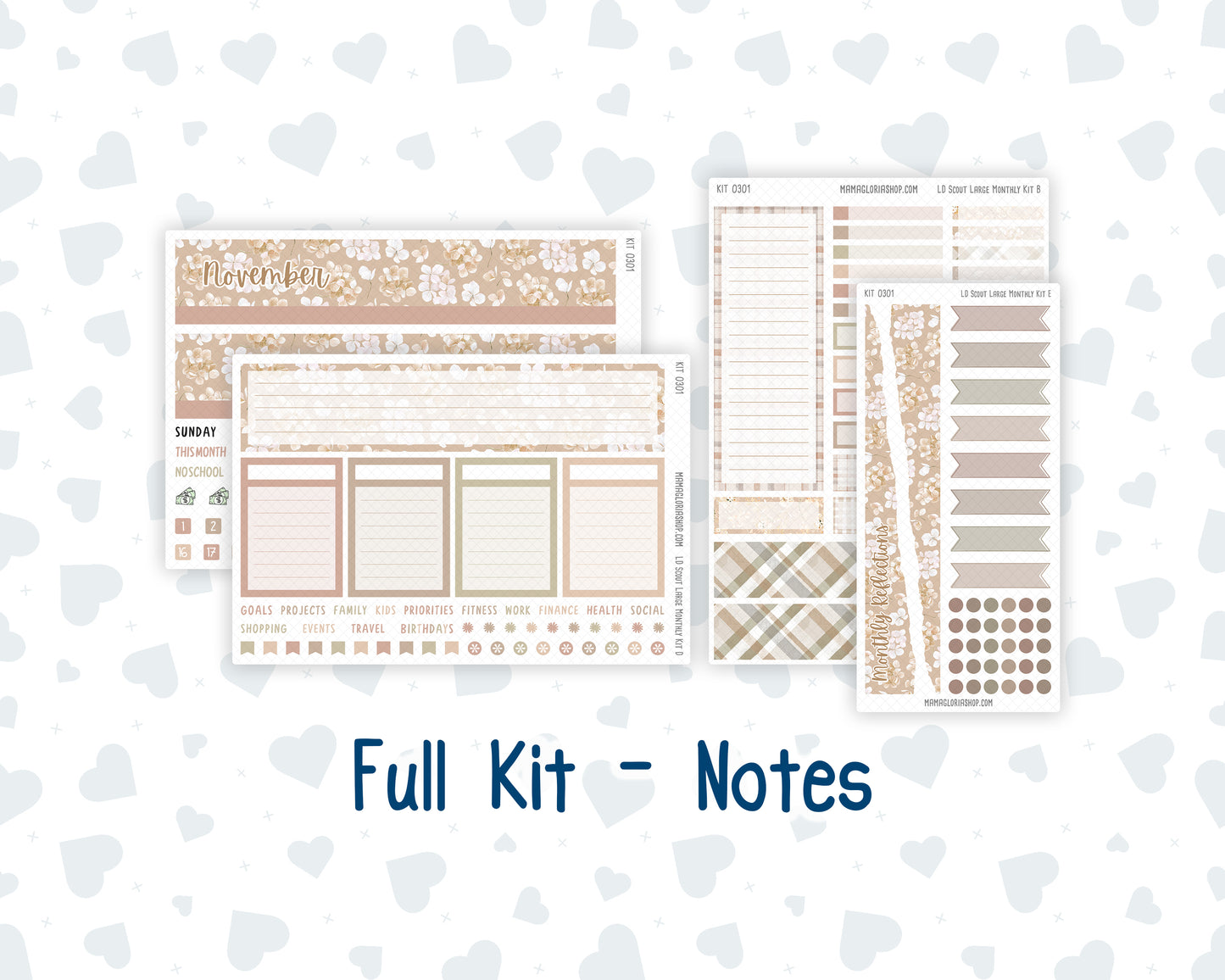Kit 0301 - Laurel Denise The Scout Planner Large - Monthly Kit - November - Sunday Comfort