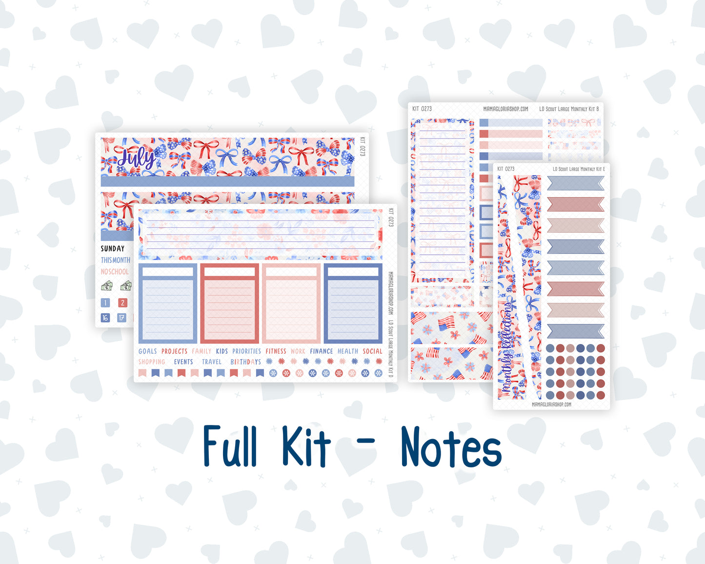 Kit 0273 - Laurel Denise The Scout Planner Large - Monthly Kit - July - Americana In Bloom