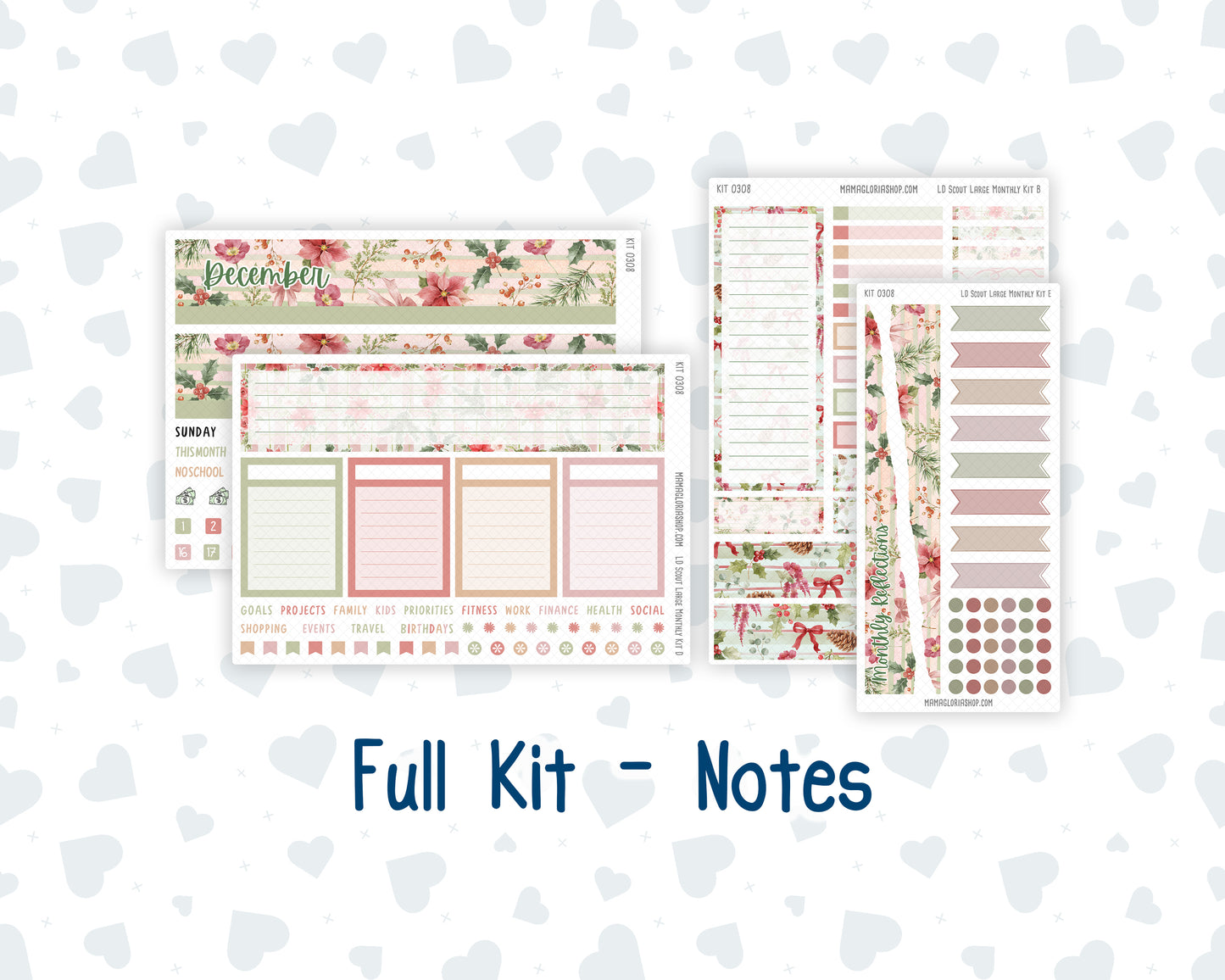 Kit 0308 - Laurel Denise The Scout Planner Large - Monthly Kit - December - Knit & Holly