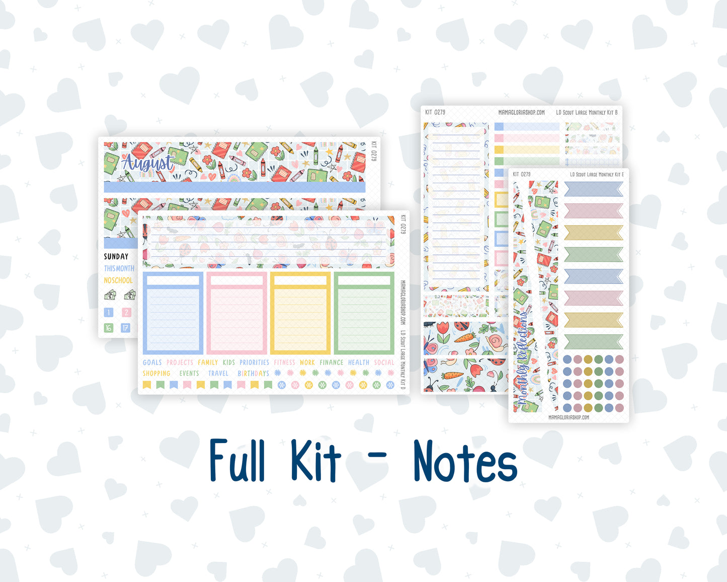 Kit 0279 - Laurel Denise The Scout Planner Large - Monthly Kit - August - Not Ready For School