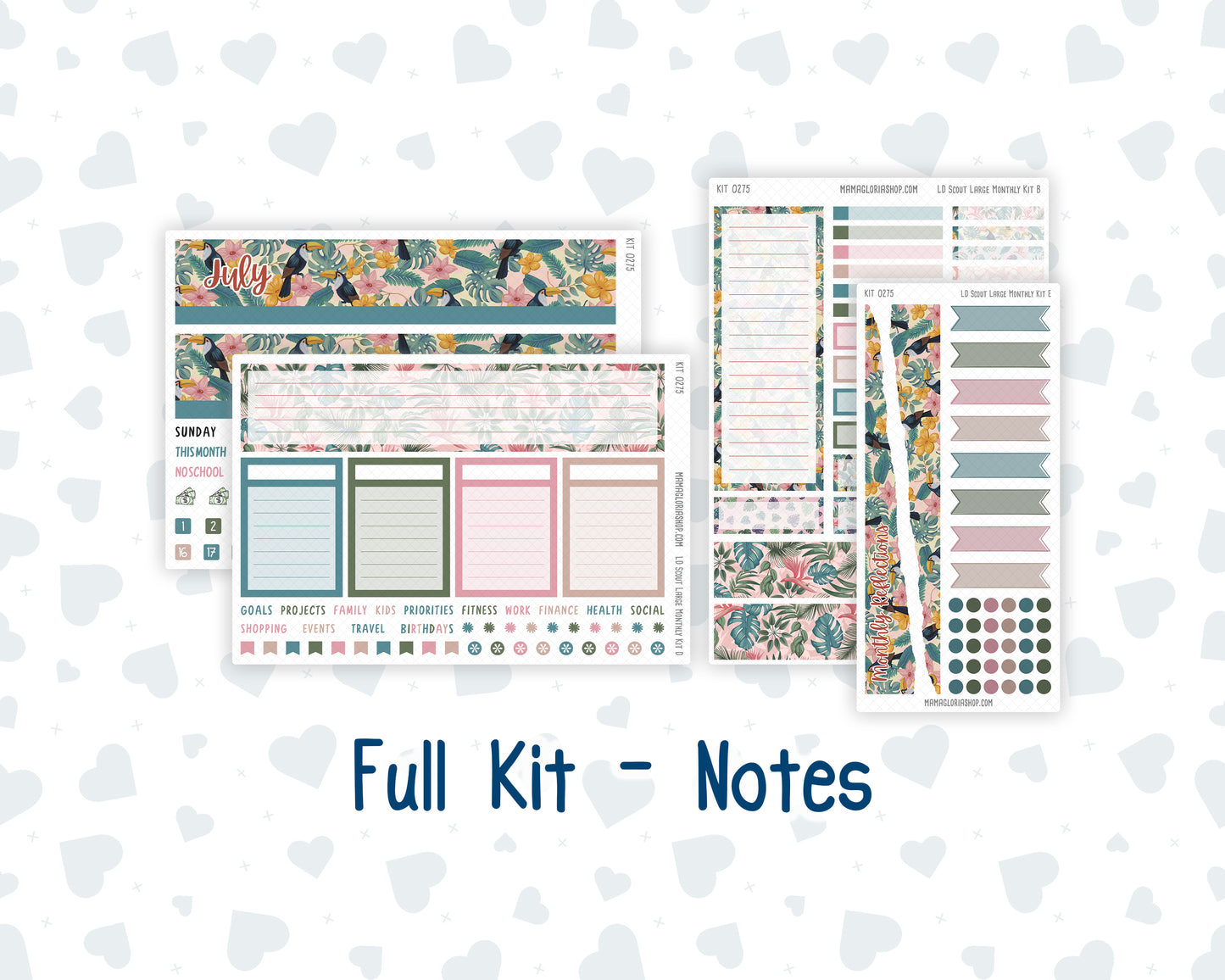 Kit 0275 - Laurel Denise The Scout Planner Large - Monthly Kit - July - Tropical Safari Blush