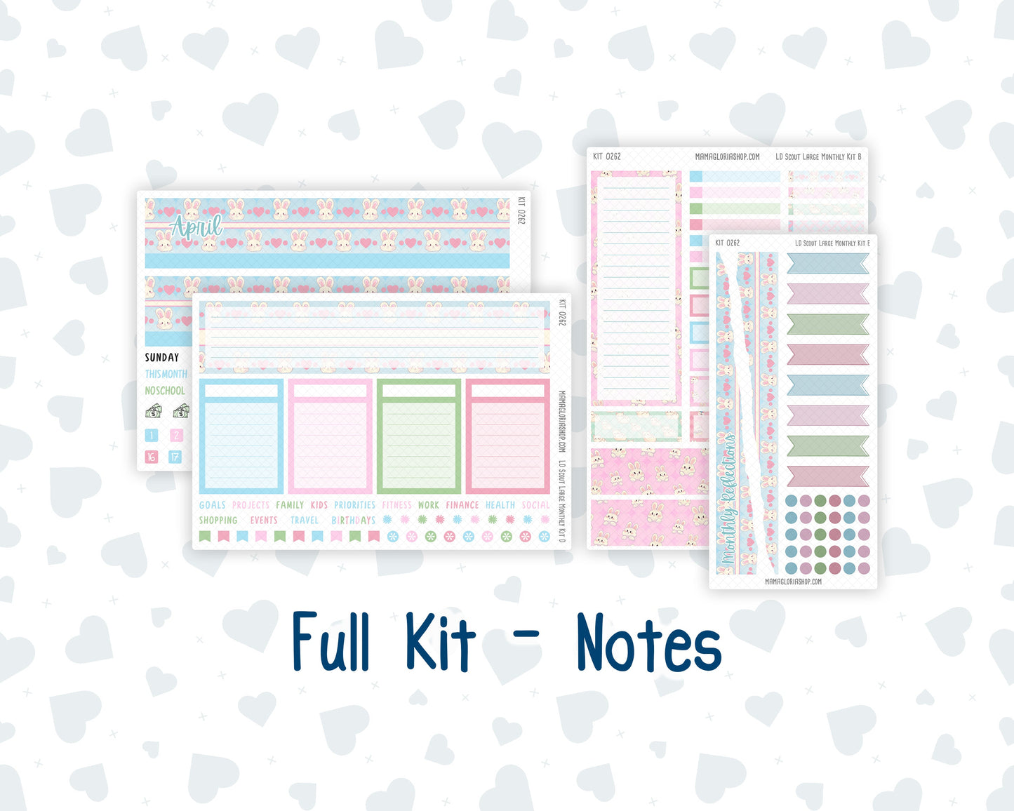 Kit 0262 - Laurel Denise The Scout Planner Large - Monthly Kit - April - Spring Puffs