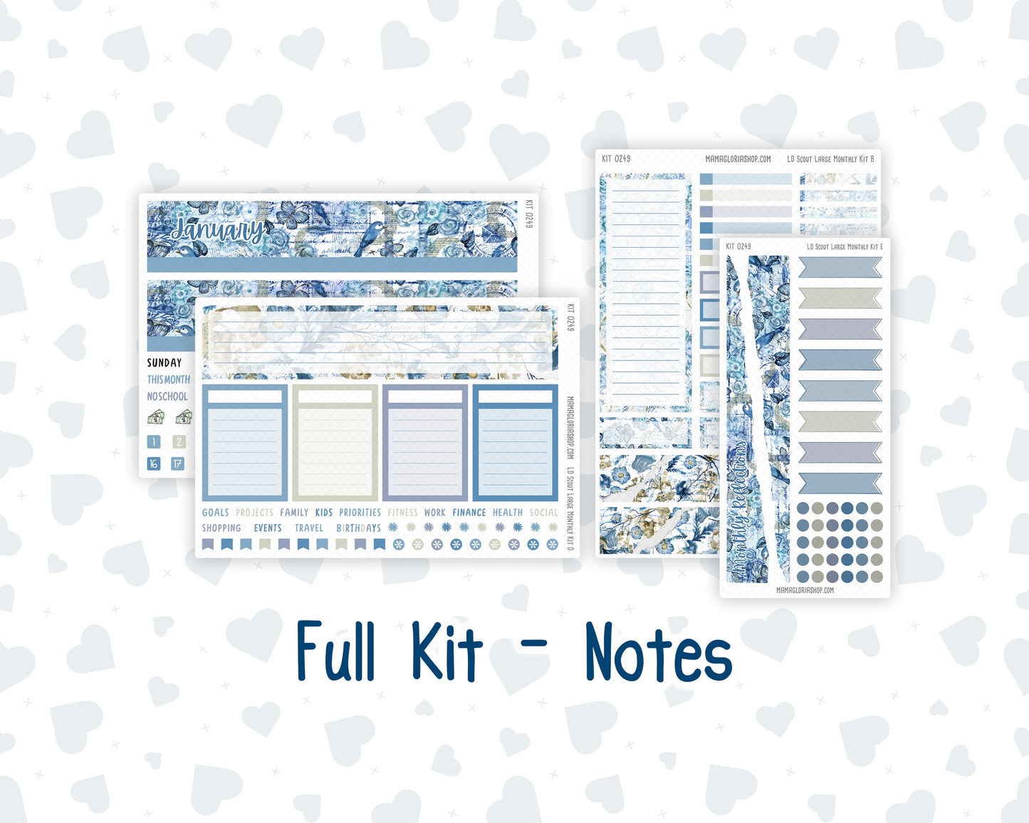 Kit 0249 - Laurel Denise The Scout Planner Large - Monthly Kit - January - Icy Lace