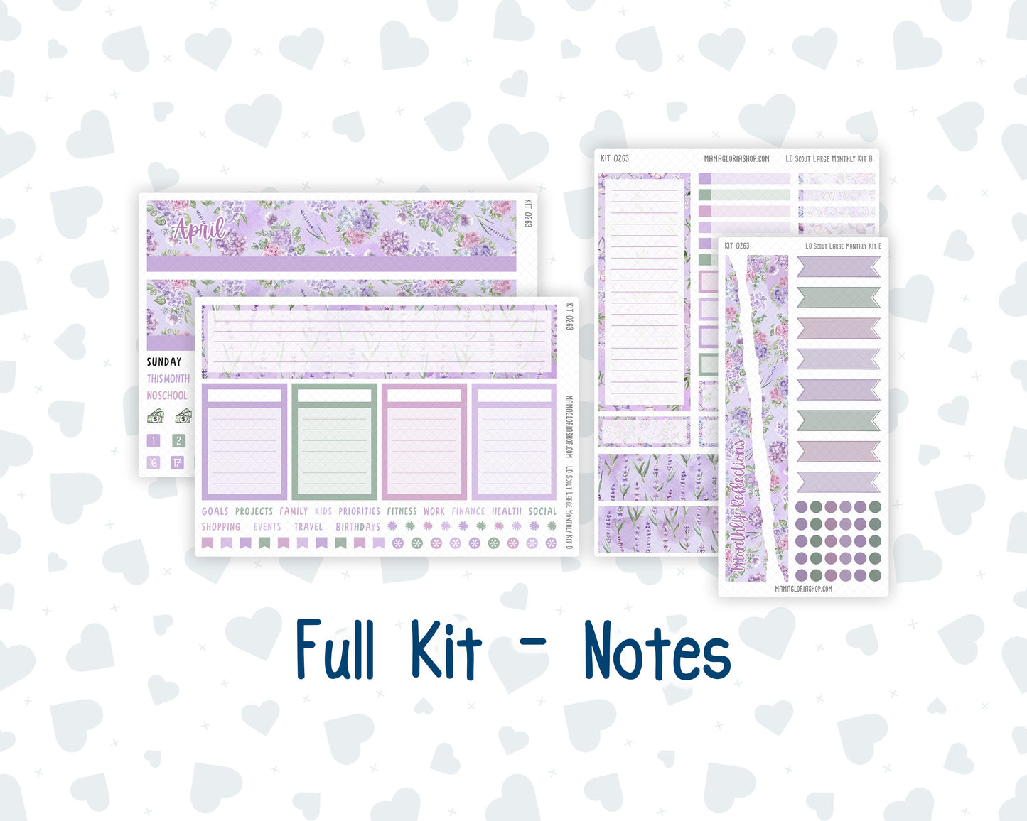 Kit 0263 - Laurel Denise The Scout Planner Large - Monthly Kit - April - Lavender Drift
