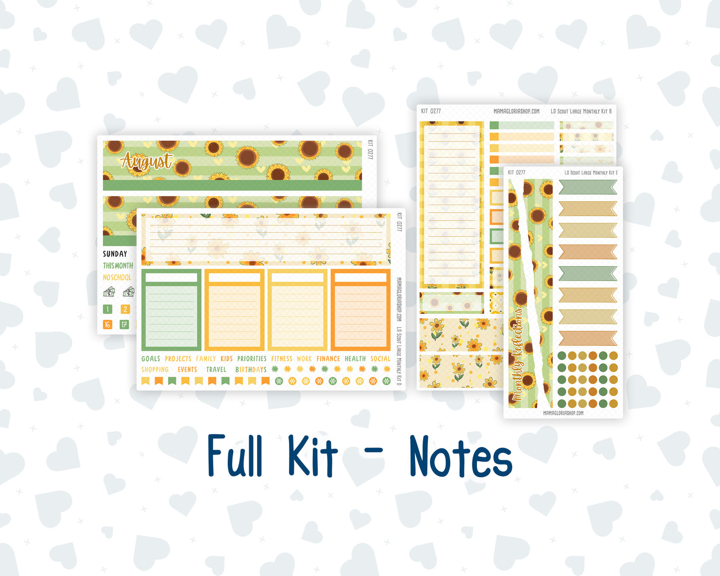 Kit 0277 - Laurel Denise The Scout Planner Large - Monthly Kit - August - Sunflower Drama Club