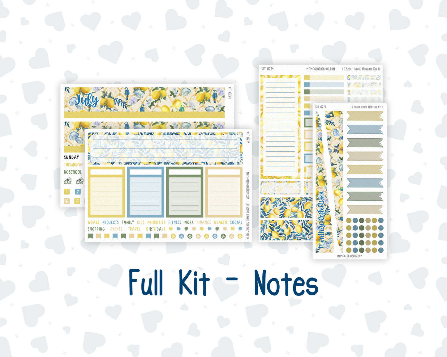 Kit 0274 - Laurel Denise The Scout Planner Large - Monthly Kit - July - Sunny Lemon Shore