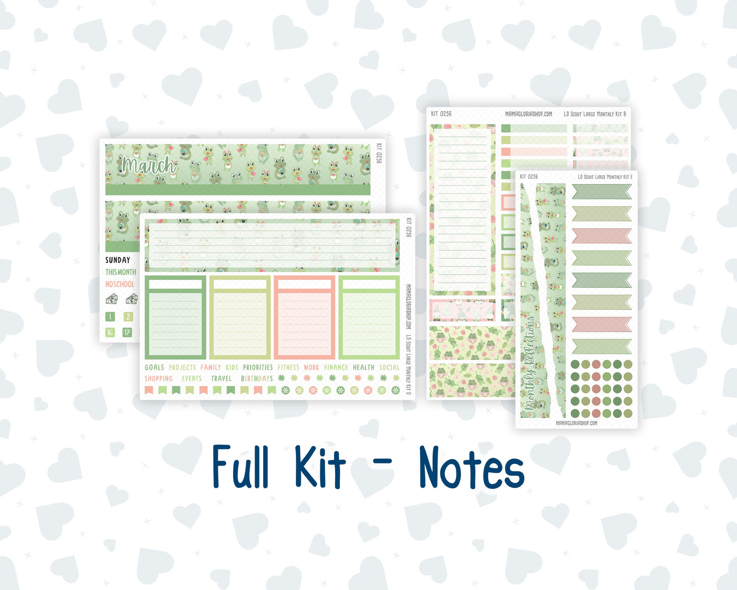 Kit 0256 - Laurel Denise The Scout Planner Large - Monthly Kit - March - Froggy Luck
