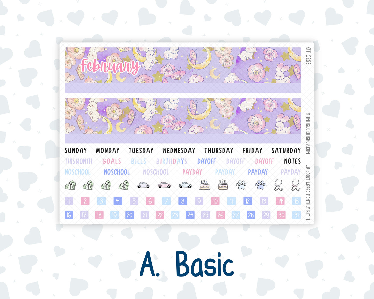 Kit 0252 - Laurel Denise The Scout Planner Large - Monthly Kit - February - Tokyo Candy Cloud