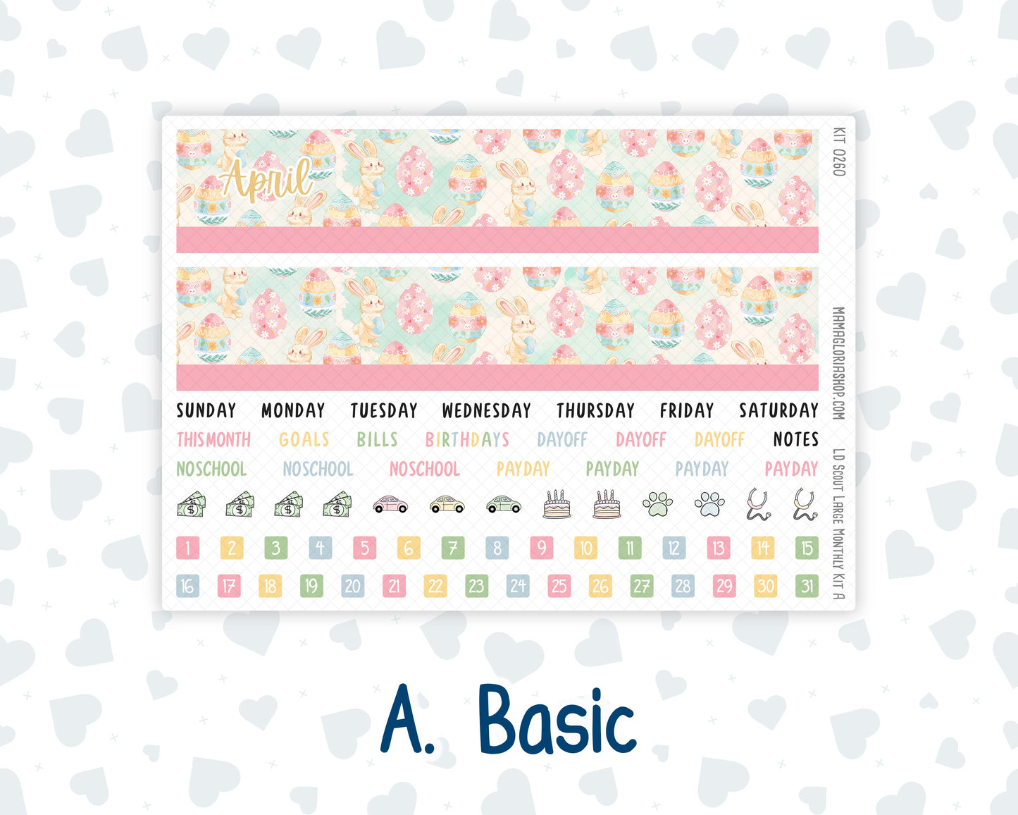 Kit 0260 - Laurel Denise The Scout Planner Large - Monthly Kit - April - Pastel Egg Hunt