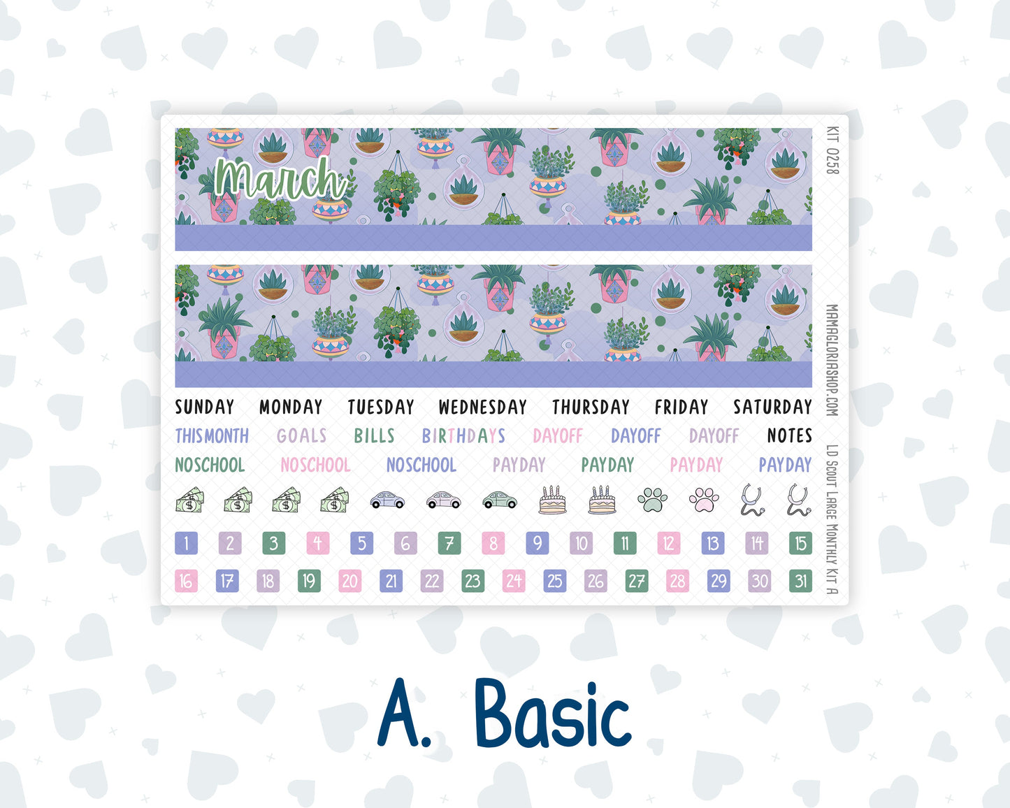 Kit 0258 - Laurel Denise The Scout Planner Large - Monthly Kit - March - Plant Therapy