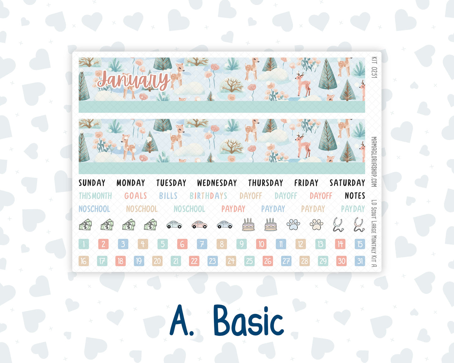 Kit 0251 - Laurel Denise The Scout Planner Large - Monthly Kit - January - Pine & Paws