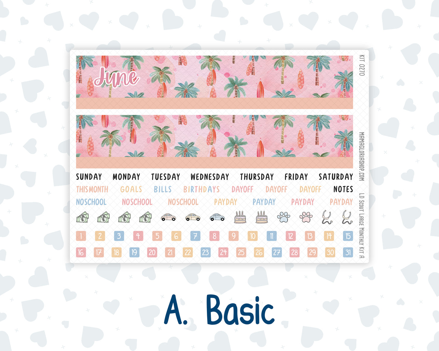 Kit 0270 - Laurel Denise The Scout Planner Large - Monthly Kit - June - Beachside Bliss