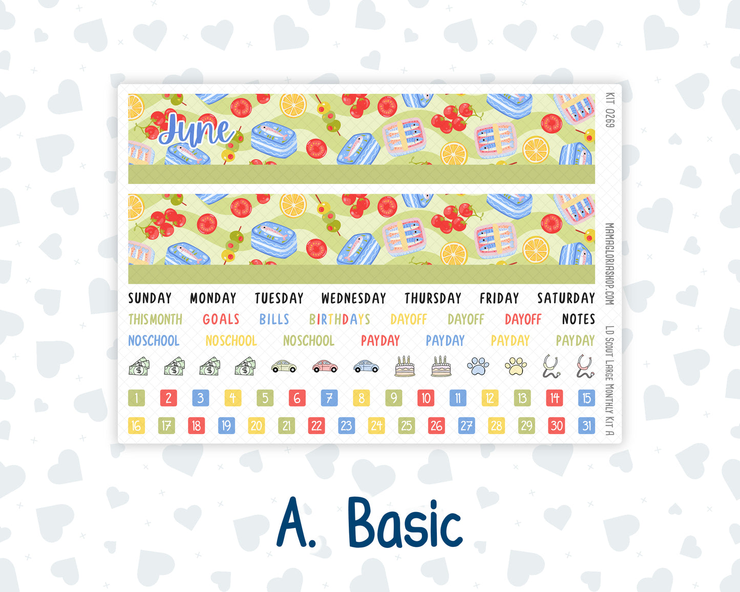 Kit 0269 - Laurel Denise The Scout Planner Large - Monthly Kit - June - Dolce Mare