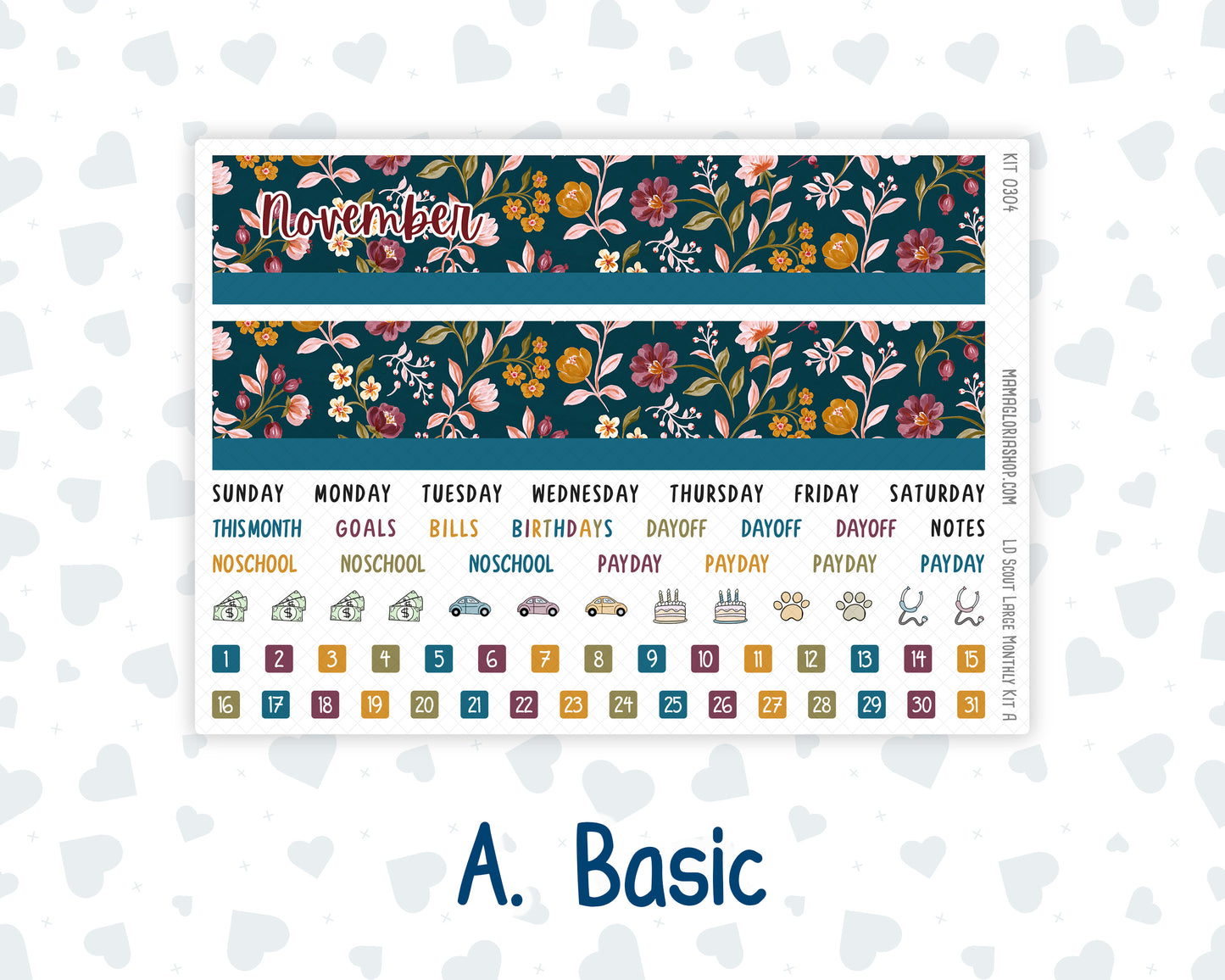 Kit 0304 - Laurel Denise The Scout Planner Large - Monthly Kit - November - Autumn In Bloom
